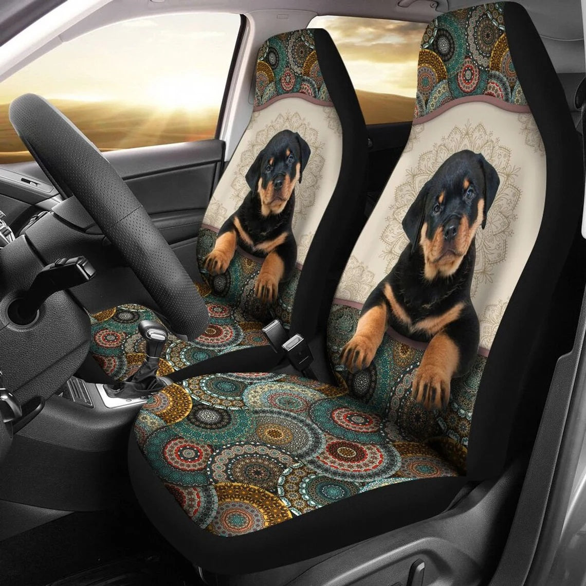 Rottweiler Mandala Custom Car Seat Covers
