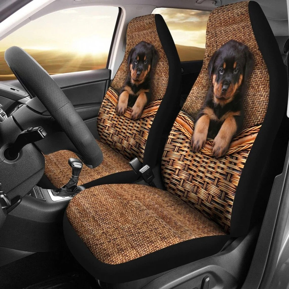 Rottweiler Puppy Cute Custom Car Seat Covers