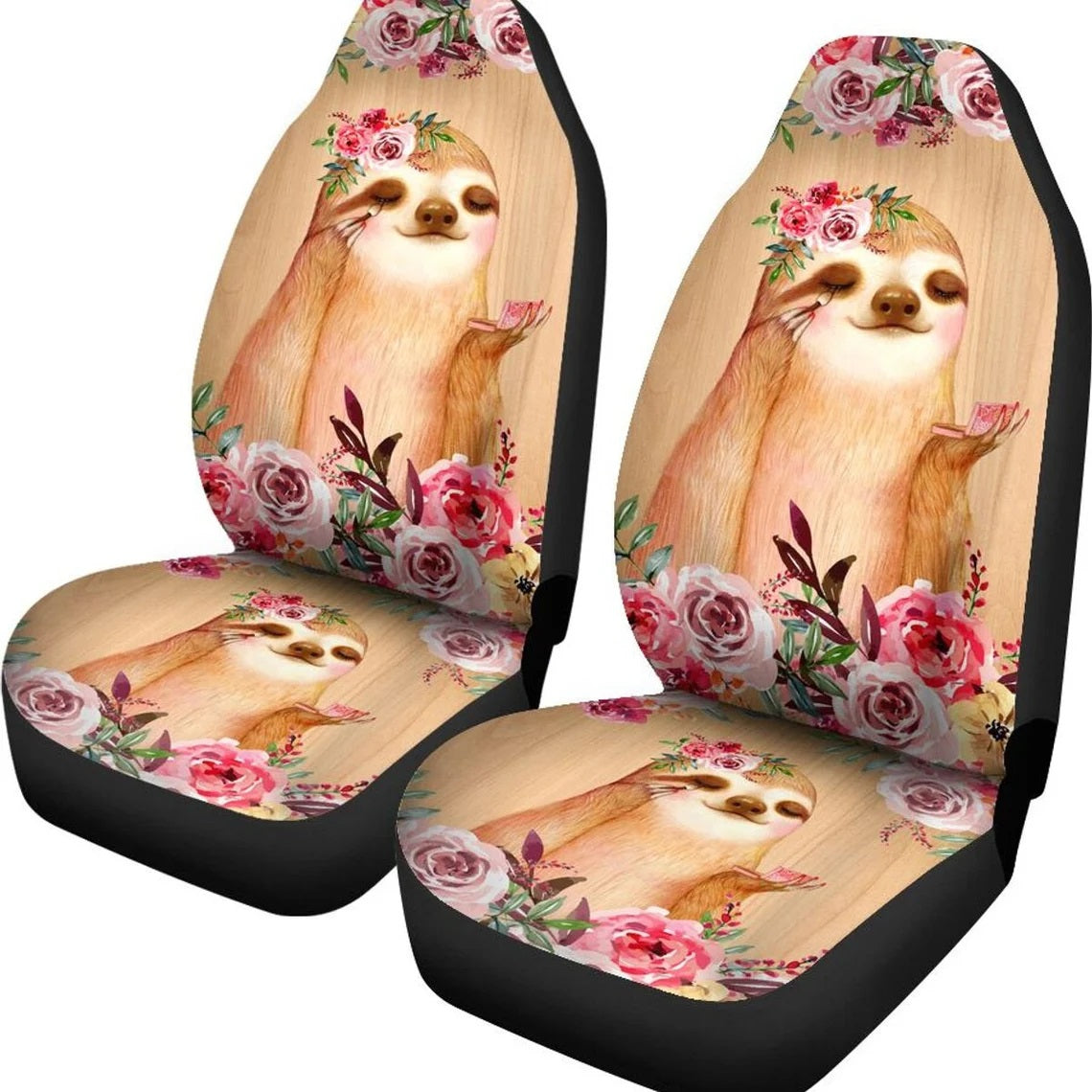 Sloth Flowers Custom Car Seat Covers