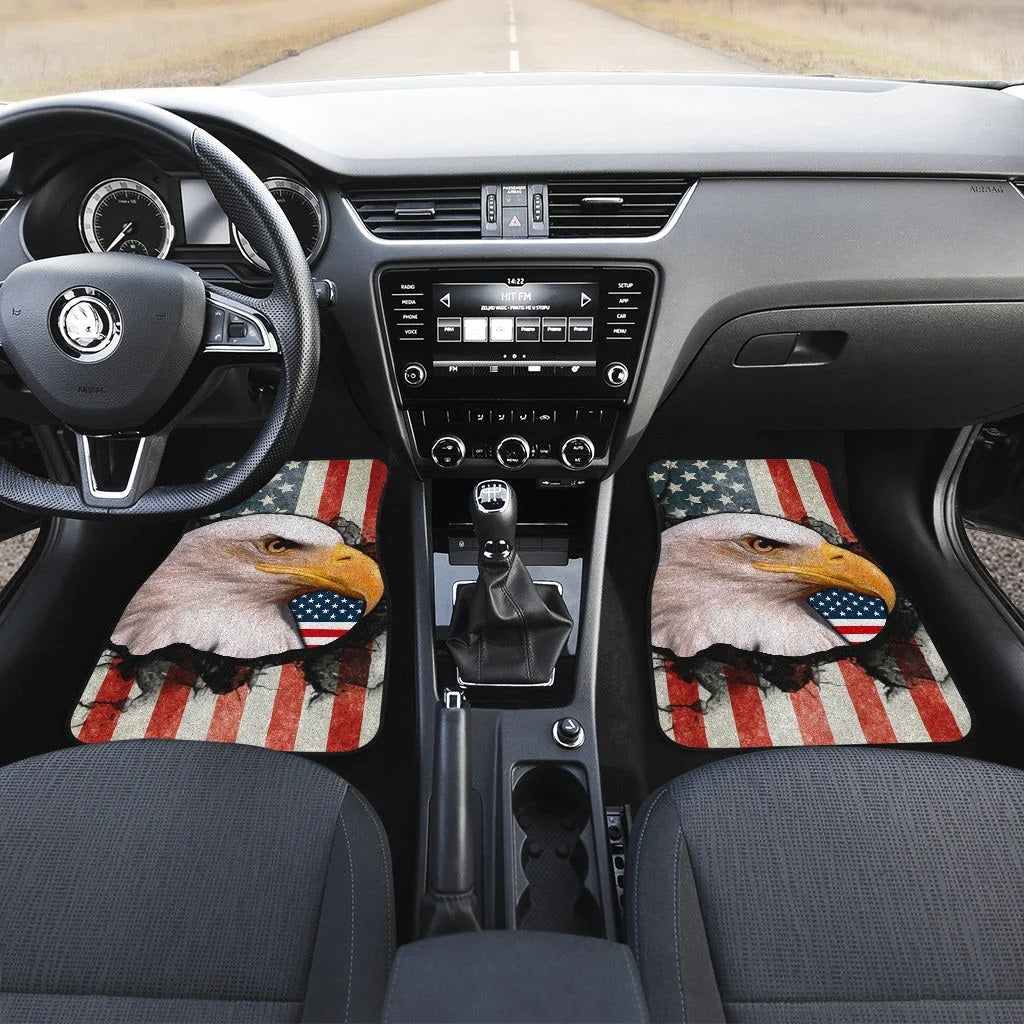 US Independence Day Bald Eagle Breaking Though US Flag Car Floor Mats Car Accessories