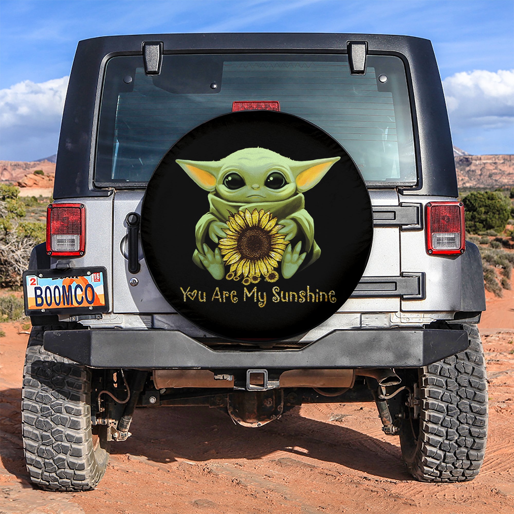 Baby Yoda You Are My Sunshine Sunflower Car Spare Tire Covers Gift For Campers Nearkii