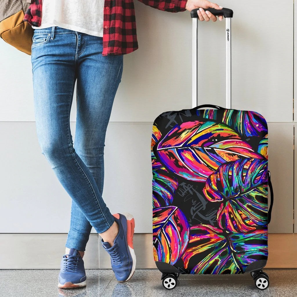 Neon Color Tropical Palm Luggage Cover Suitcase Protector