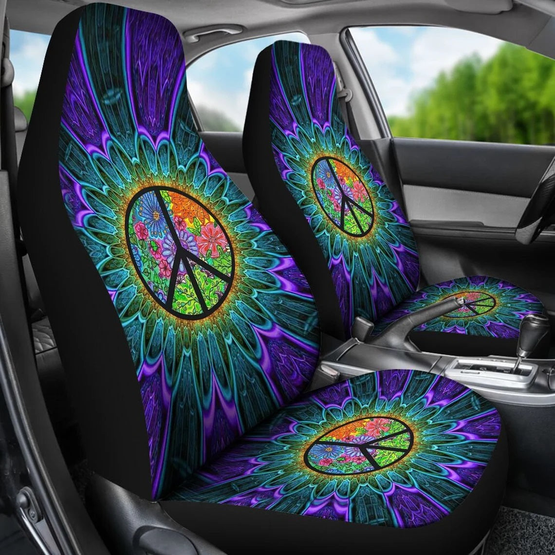 Hippie Peace Sign Car Seat Covers