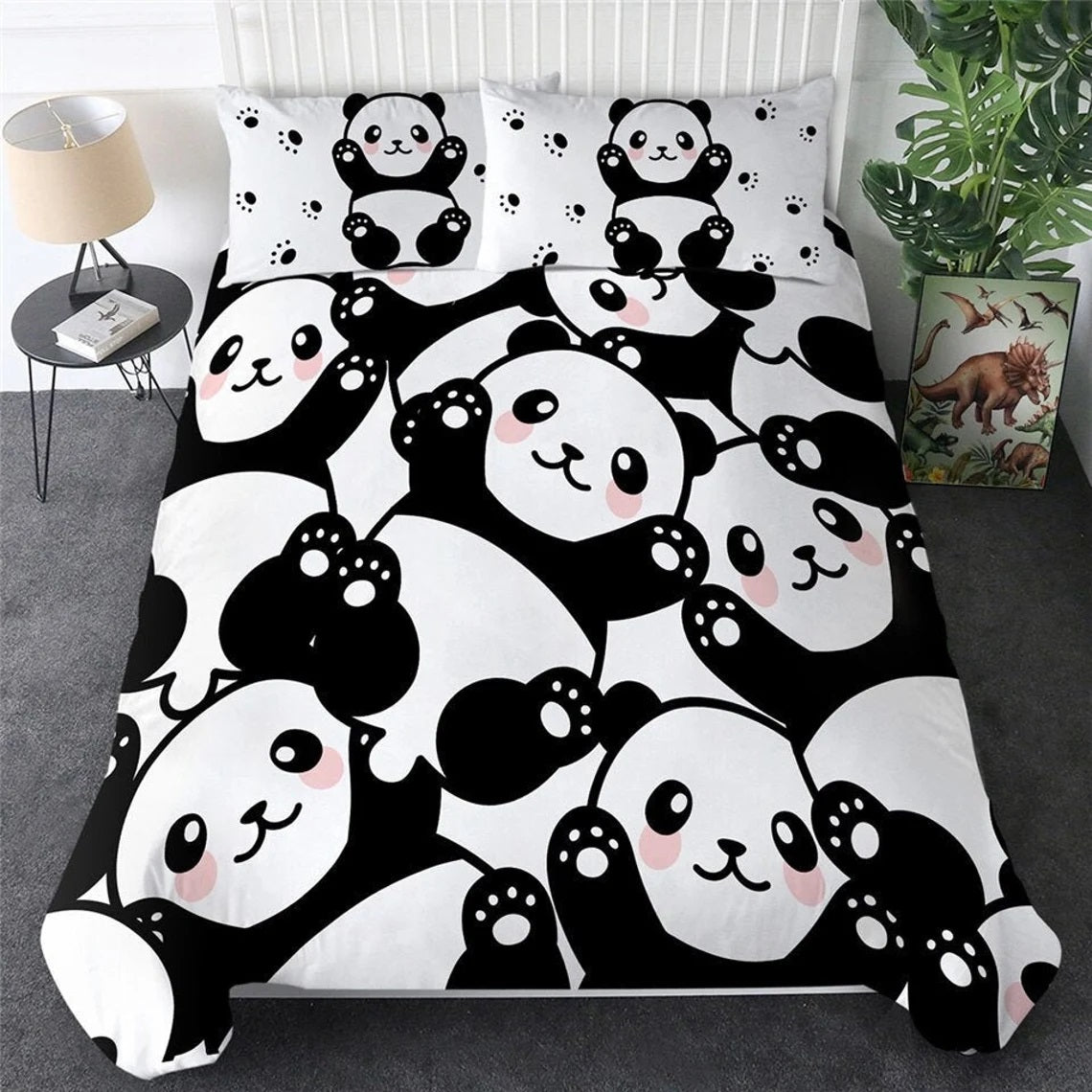 Panda Cartoon Duvet Bedding Set Duvet Cover And 2 Pillowcases
