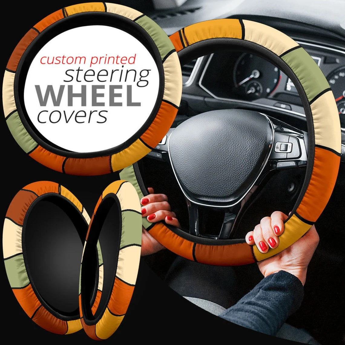 Retro Stripes Car Steering Wheel Cover