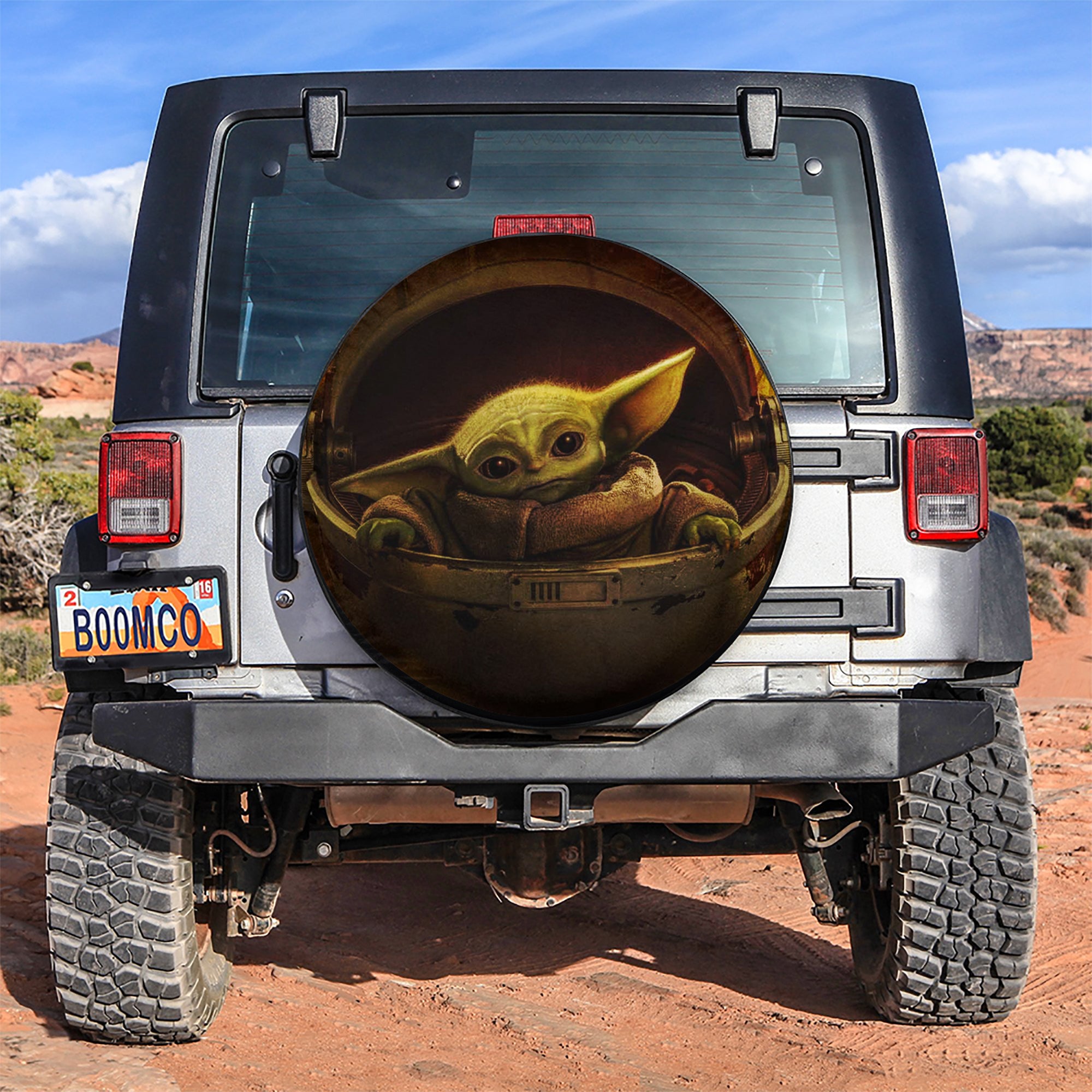 Baby Yoda Ship 3D Car Spare Tire Covers Gift For Campers Nearkii