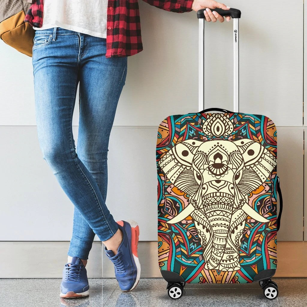 Elephant Colorful Indian Luggage Cover Suitcase Protector