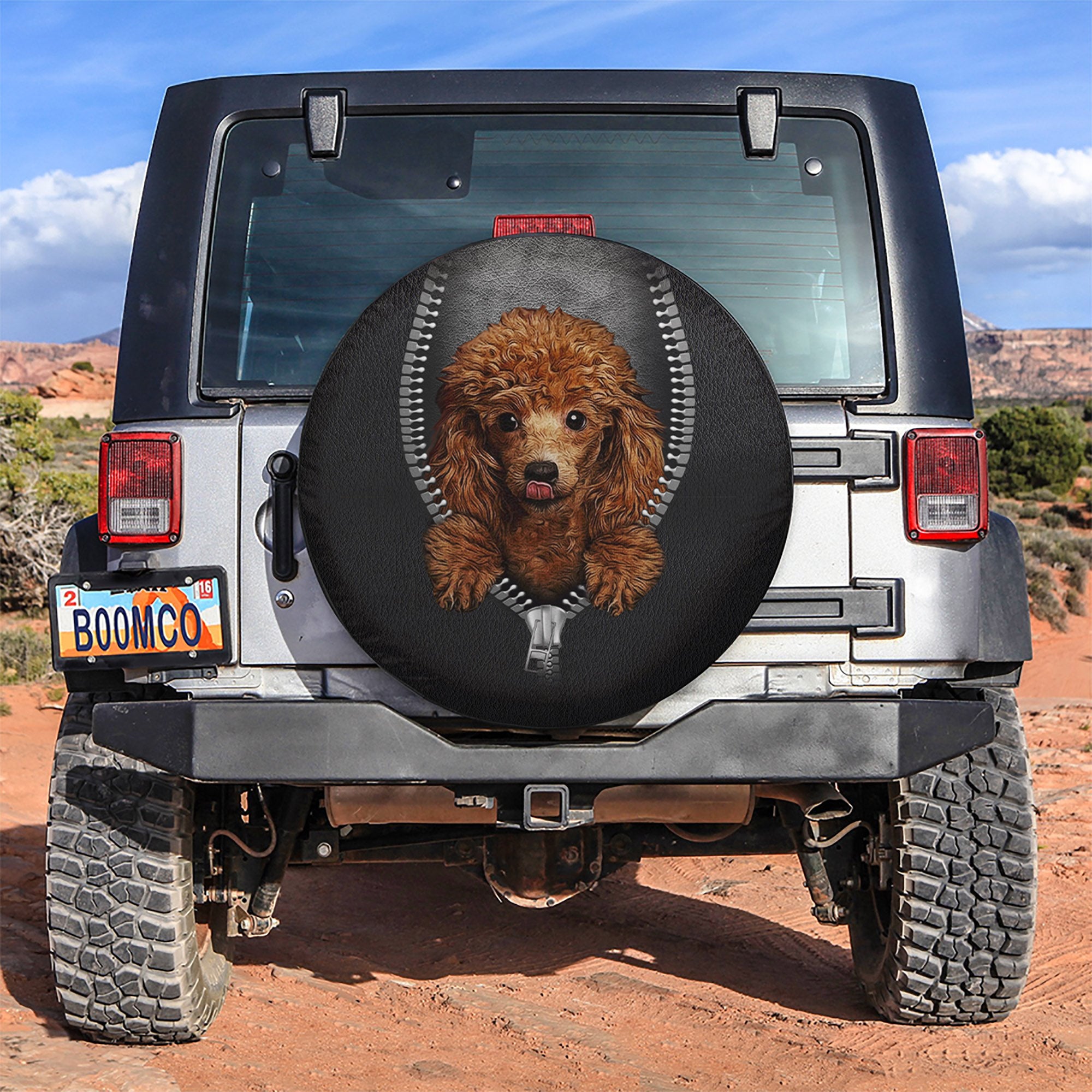 Cute Poodle Zipper Car Spare Tire Covers Gift For Campers Nearkii