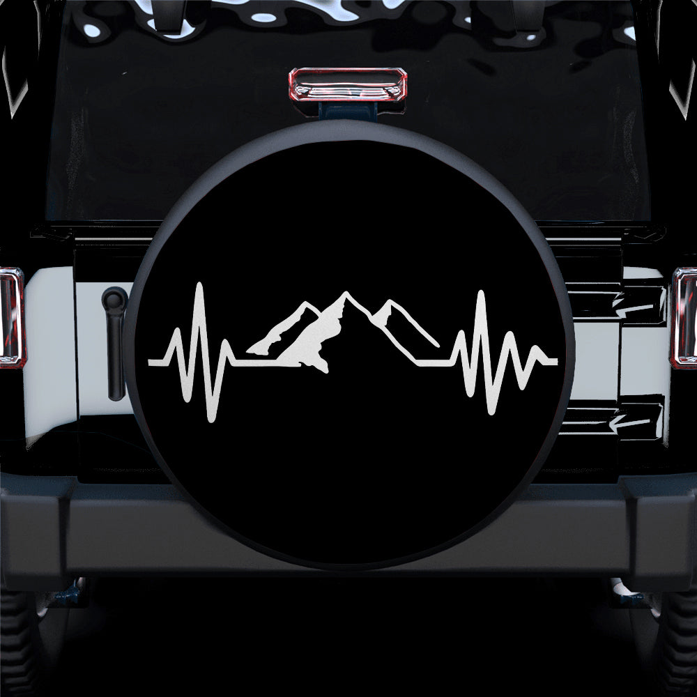 Heart Beat Mountain Car Spare Tire Covers Gift For Campers Nearkii