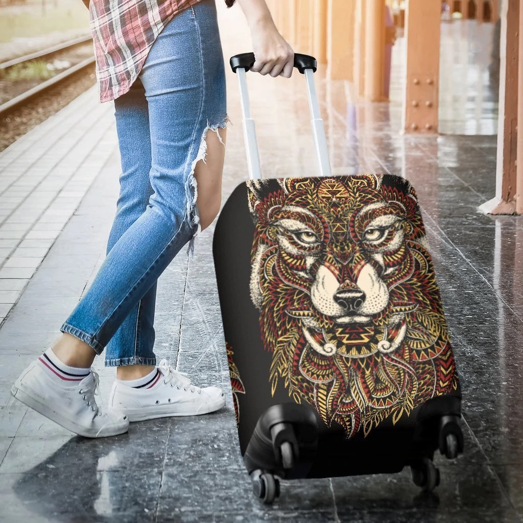 Red Wolf Tribal Luggage Cover Suitcase Protector