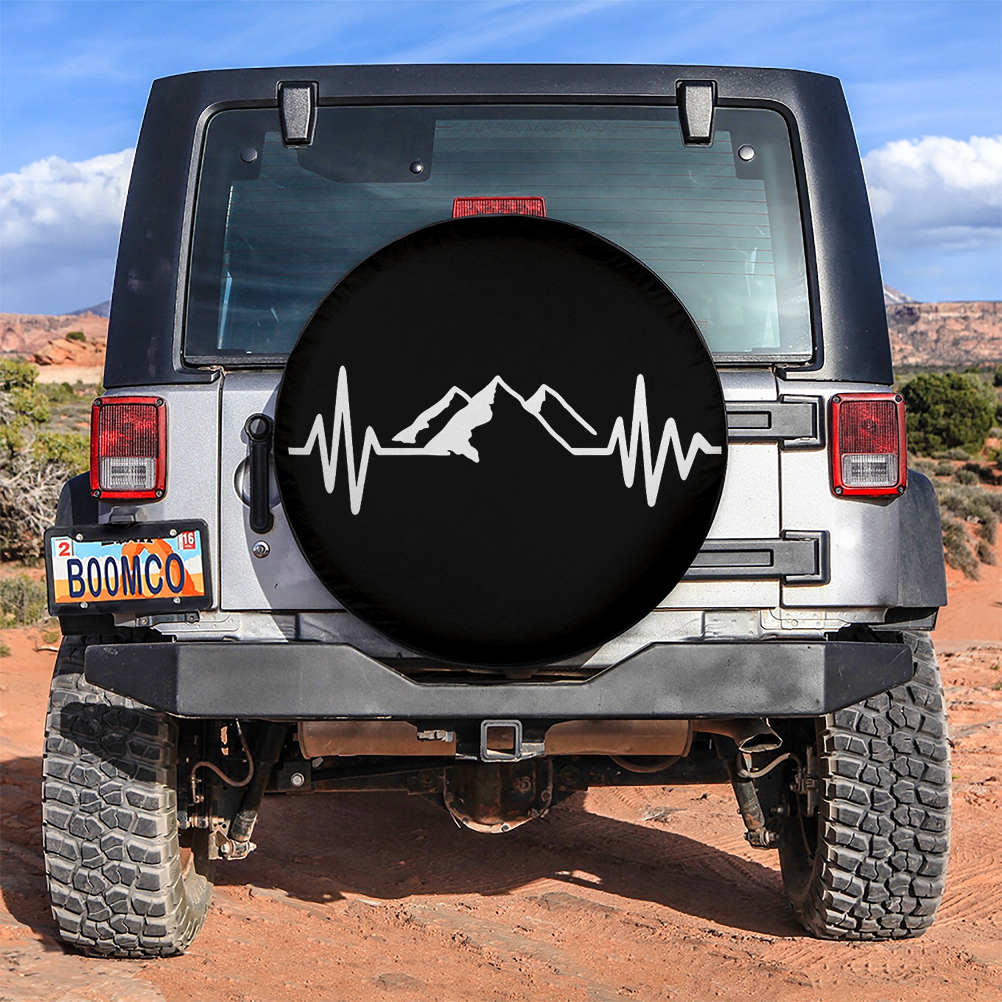 Heart Beat Mountain Car Spare Tire Covers Gift For Campers Nearkii