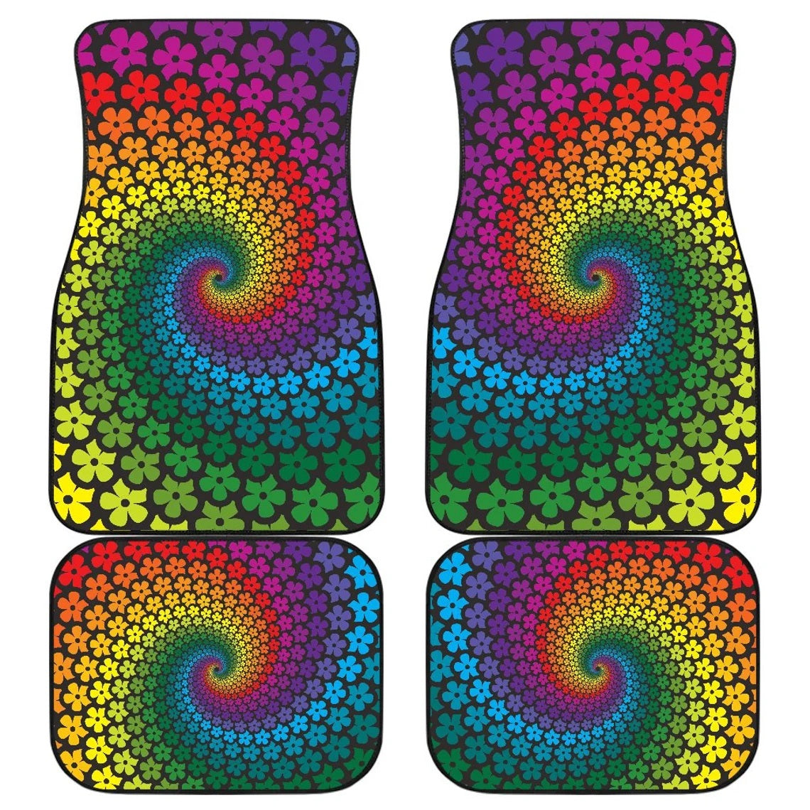 Hippie Flowers Pattern Car Floor MatsCar Accessories