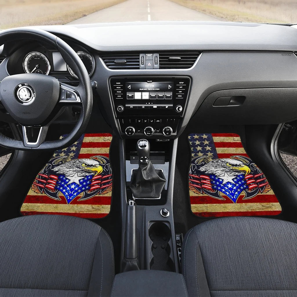 US Independence Day Eagle Service With Pride US Flag Custom Car Floor Mats Car Accessories