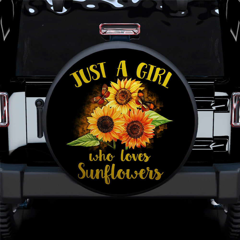 Just A Girl Who Loves Sunflowers Car Spare Tire Covers Gift For Campers Nearkii