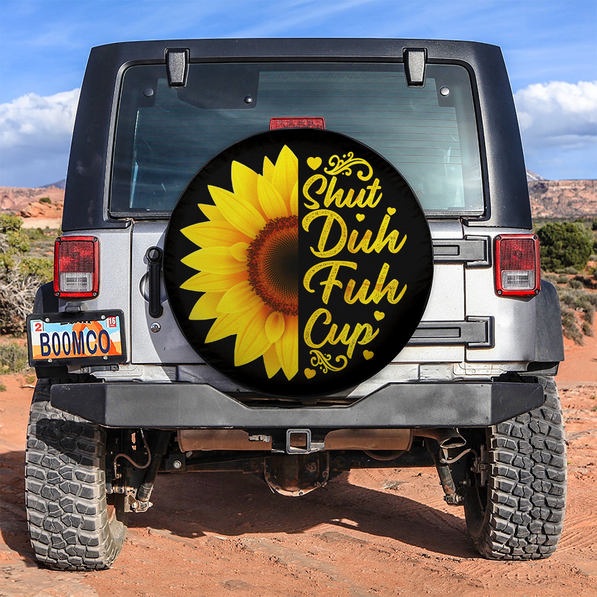 Shut Duh Fuh Cup Sunflower Car Spare Tire Covers Gift For Campers Nearkii