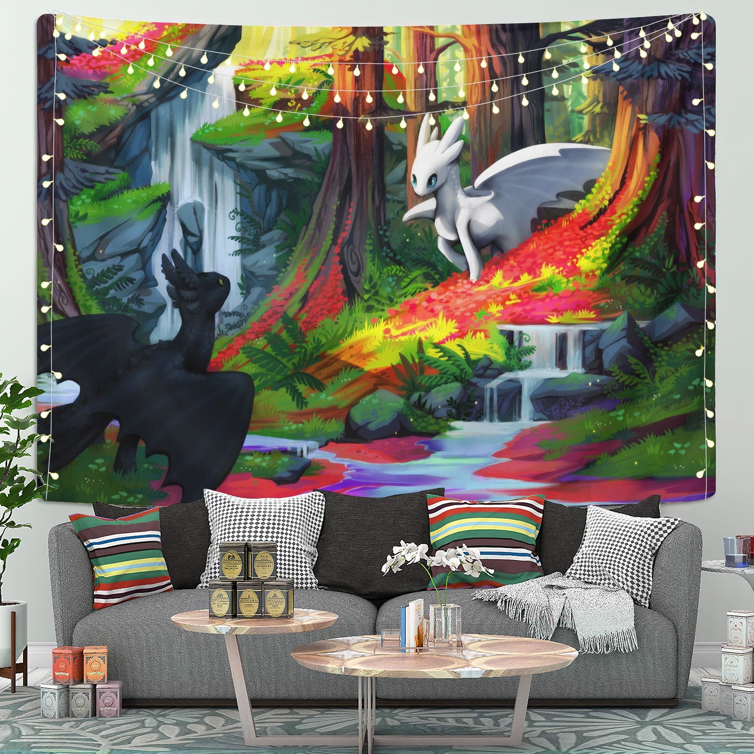 Toothless And Light Fury How To Train Your Dragon 1 Tapestry Room Decor Nearkii