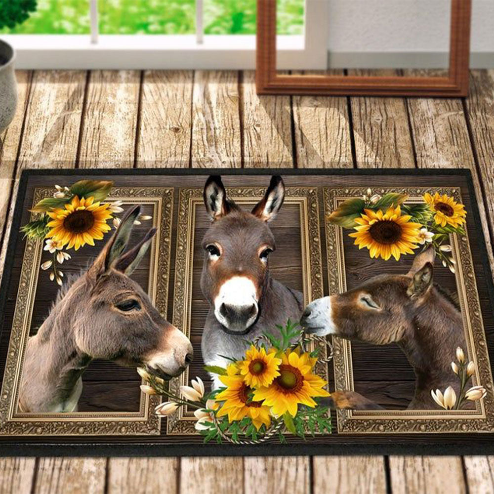 Donkey Lovely Sunflowers Door Mats Home Decor