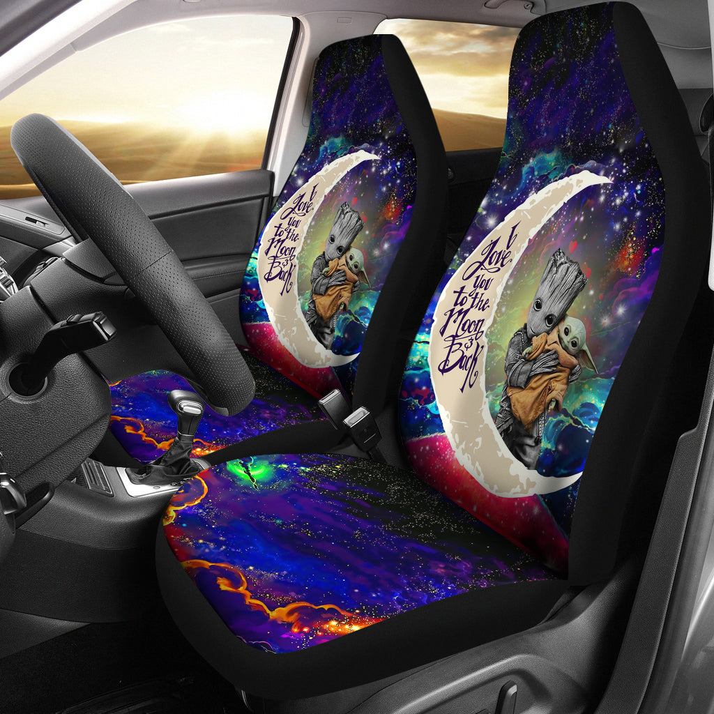 Groot Hold Baby Yoda Love You To The Moon Galaxy Car Seat Covers