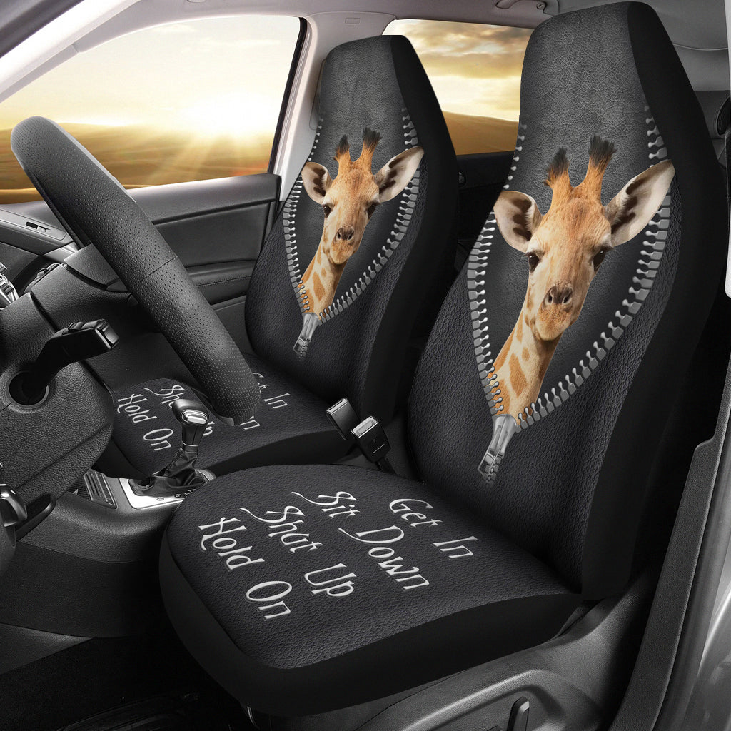 Giraffe Get In Sit Down Shut Up Hold On Zipper Car Seat Covers