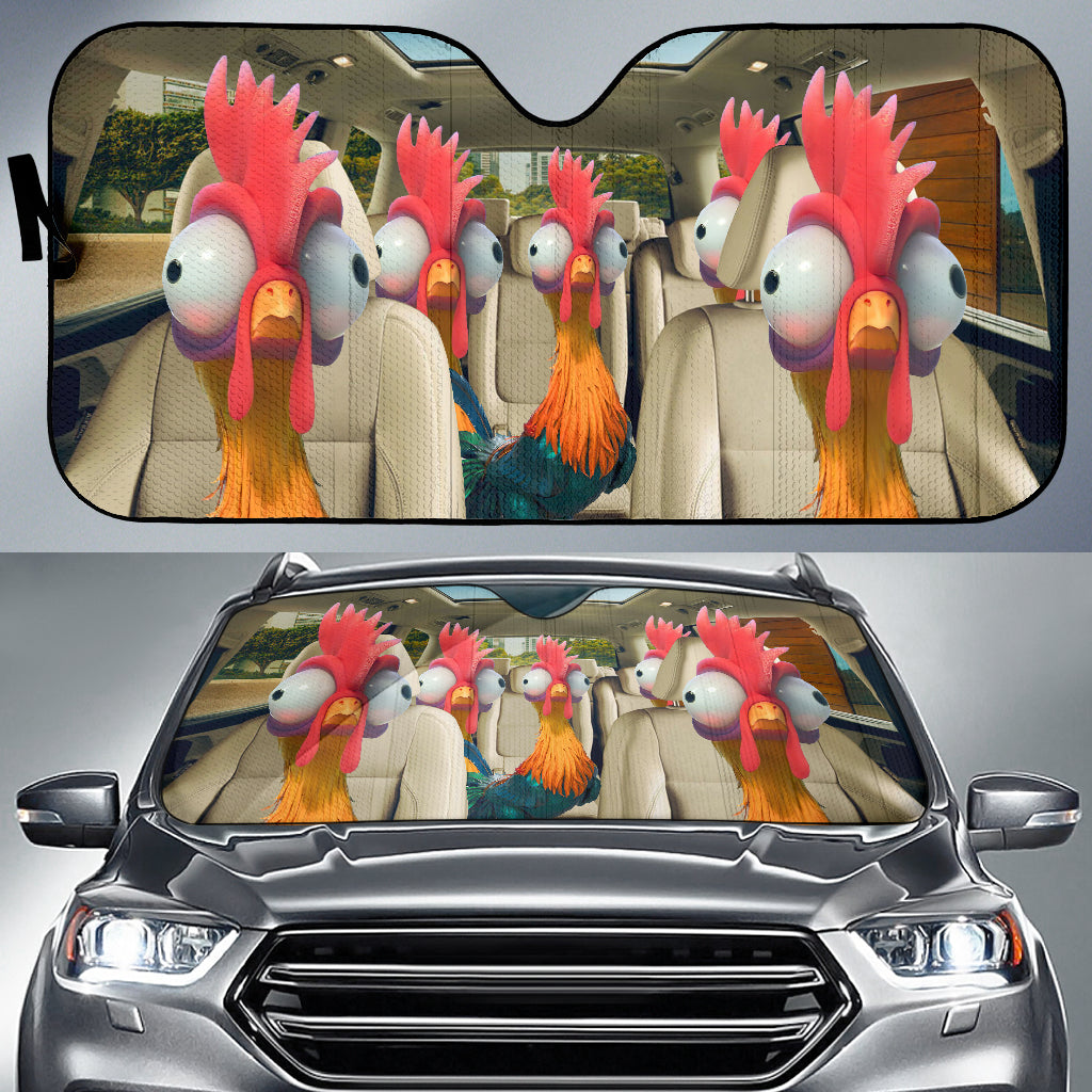 Funny Chickens Driving Car Auto Sunshades Nearkii