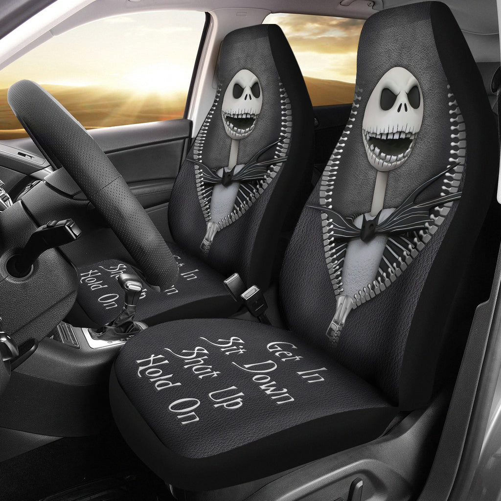 Jack Skellington Nightmare Before Christmas Horror Get In Sit Down Shut Up And Hold On Car Zipper Car Seat Covers Nearkii