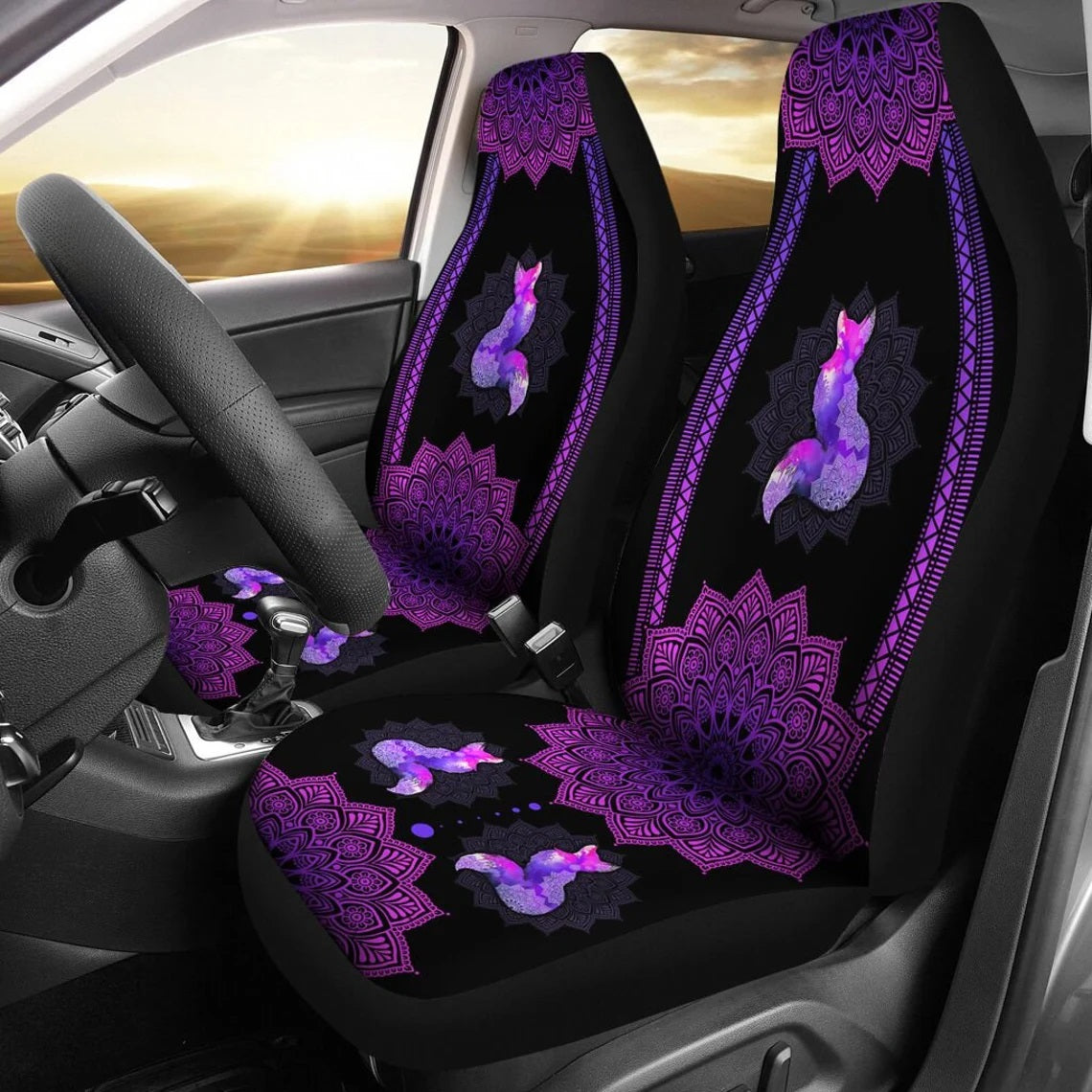 Purple Madala Fox Car Seat Covers