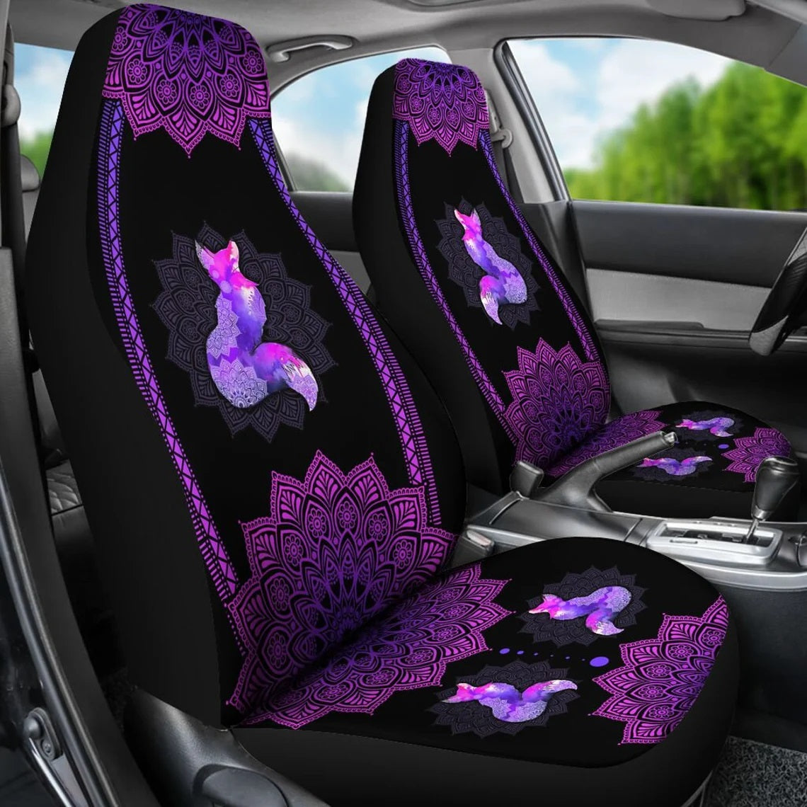 Purple Madala Fox Car Seat Covers