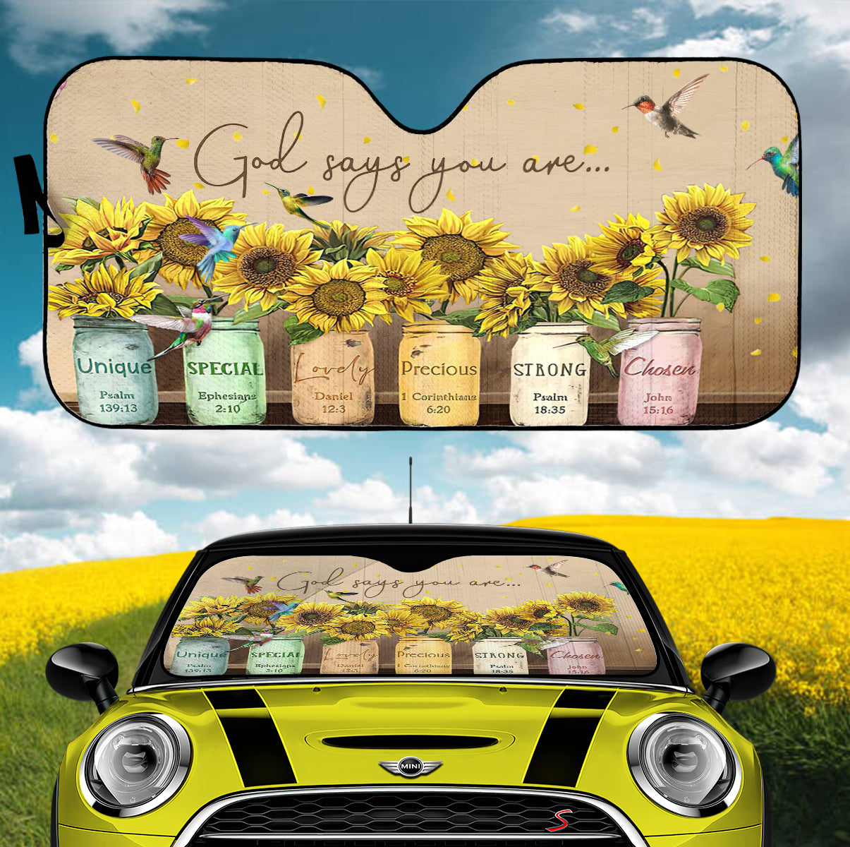 God Says You Are Sunflower Car Auto Sunshades Nearkii