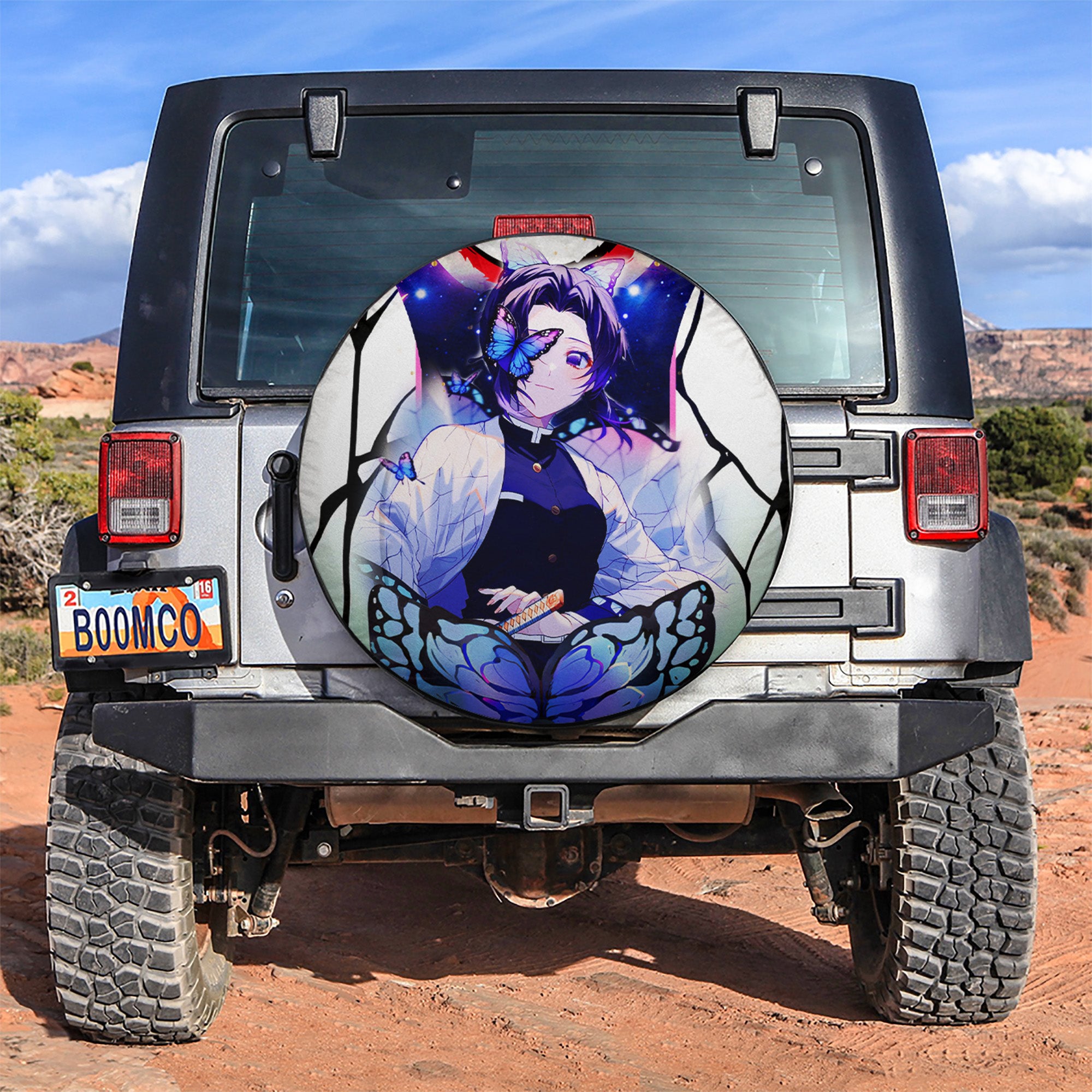 Shinobu Sky Demon Slayer Butterfly Car Spare Tire Covers Gift For Campers Nearkii