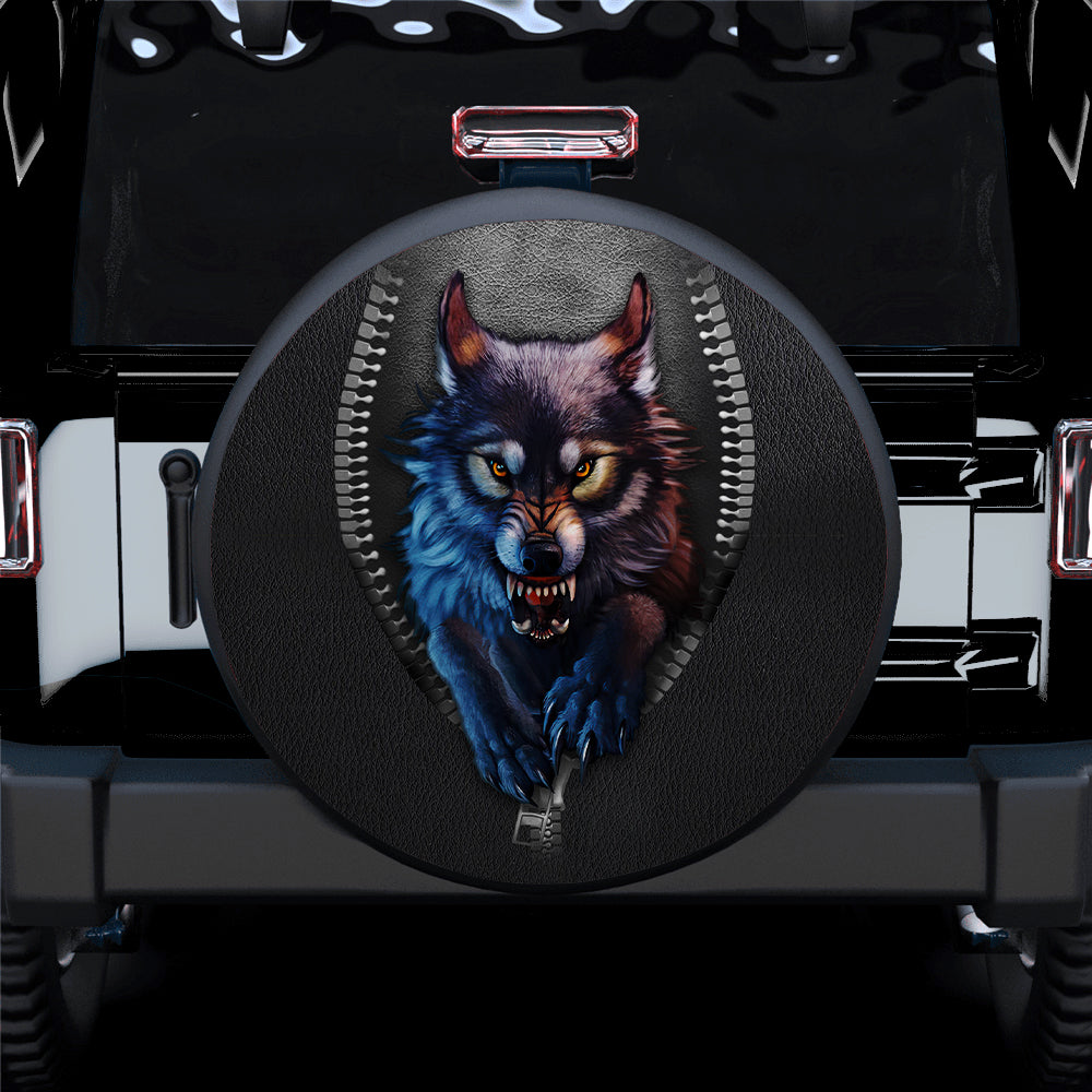 Wolf 3D Zipper Car Spare Tire Covers Gift For Campers Nearkii