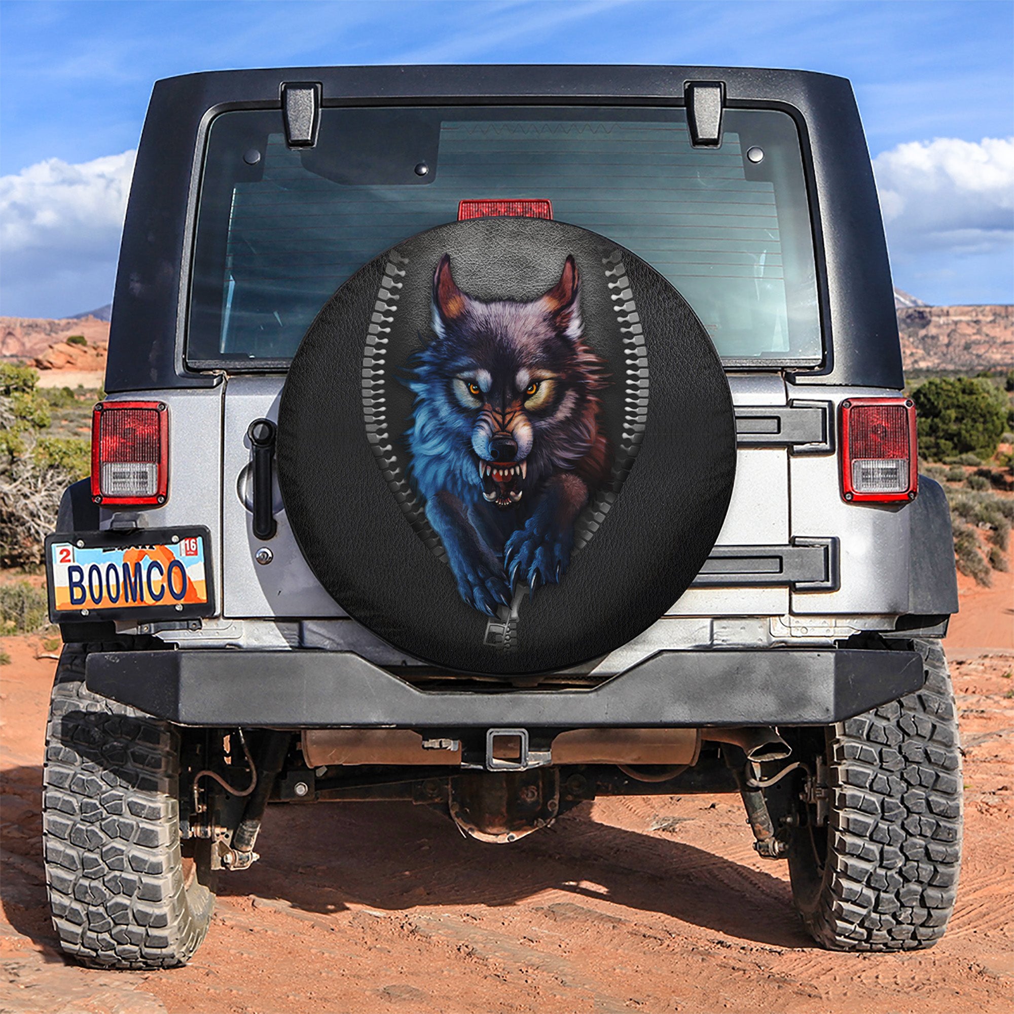 Wolf 3D Zipper Car Spare Tire Covers Gift For Campers Nearkii