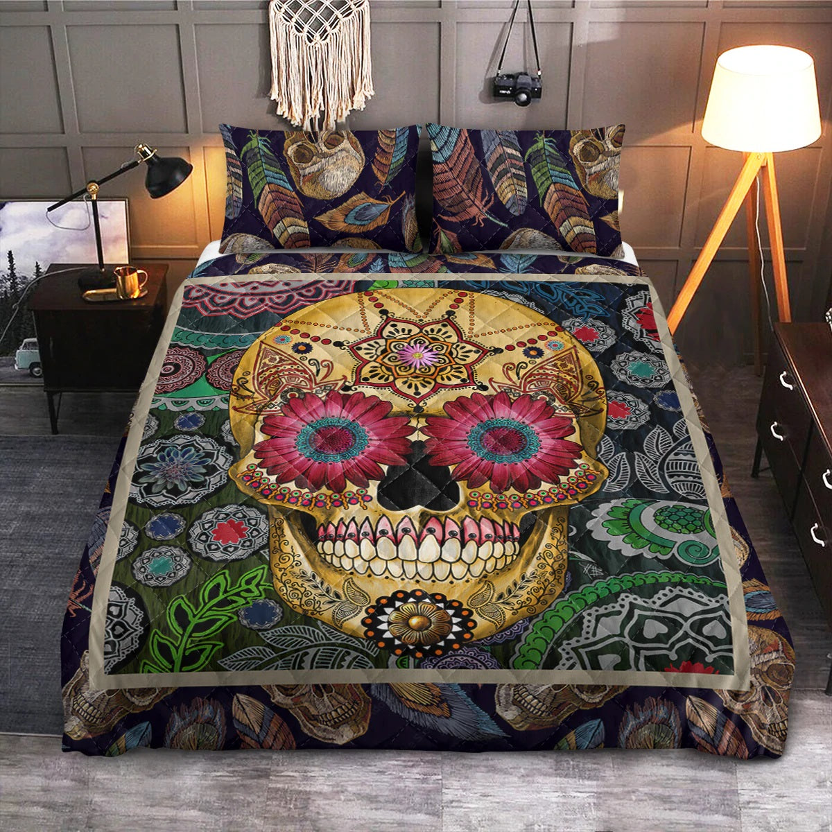Skull Sugar Skull Art Quilt Bed Sets Nearkii