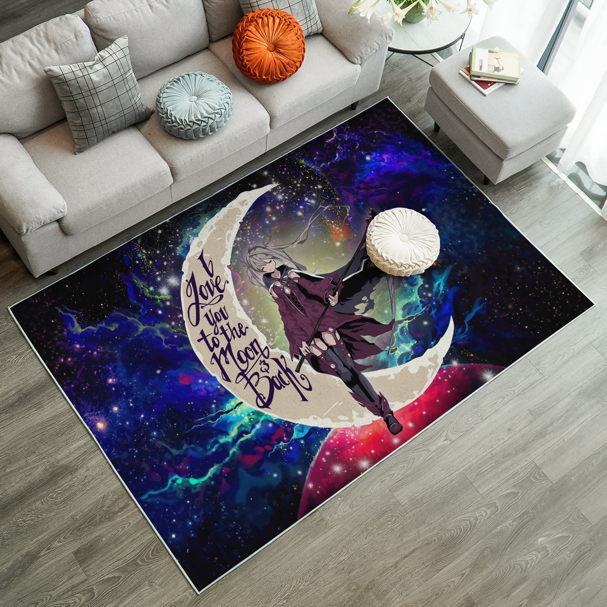 Anime Girl Soul Eate Love You To The Moon Galaxy Carpet Rug Home Room Decor Nearkii
