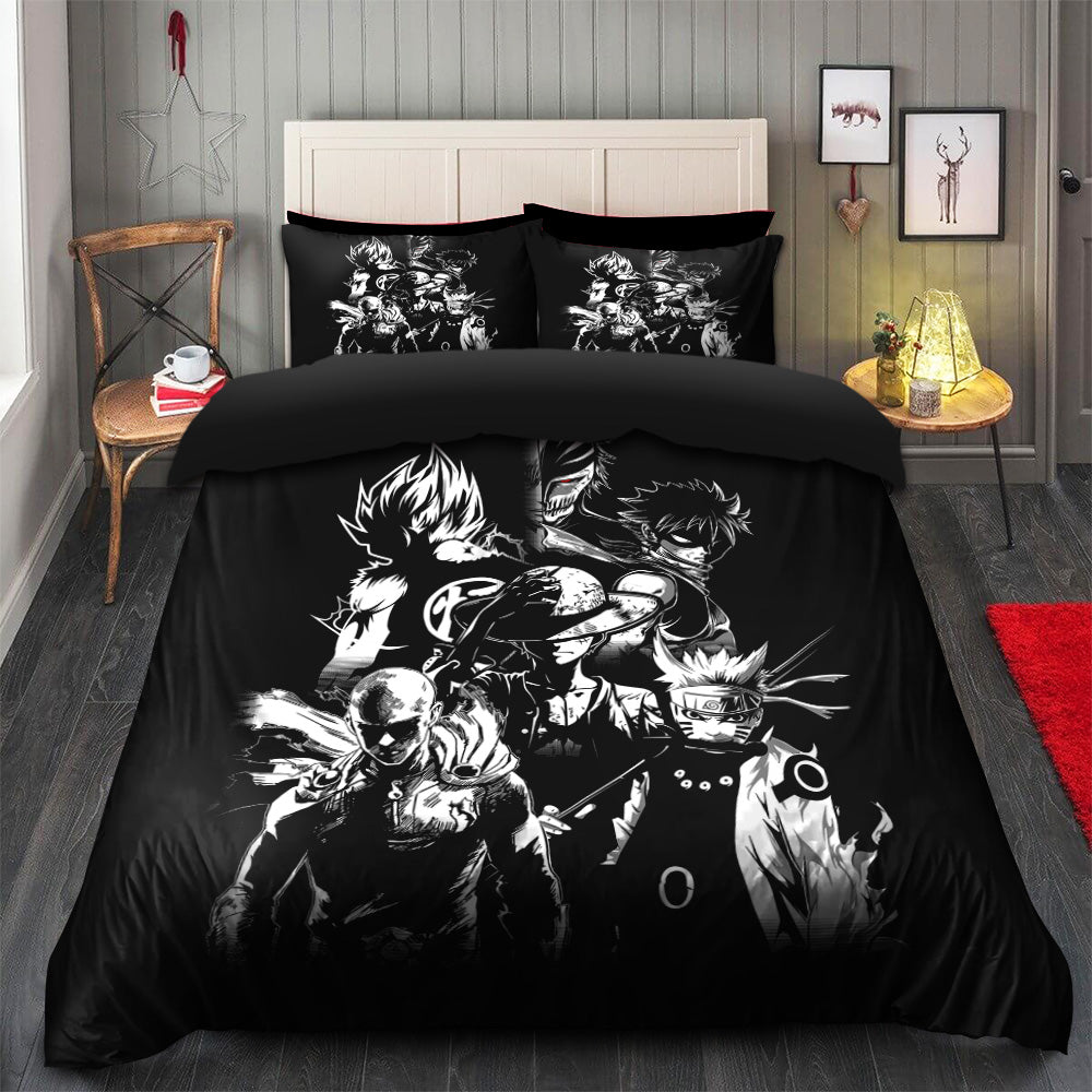 Anime Heroes B&W Bedding Set Duvet Cover And 2 Pillowcases Nearkii