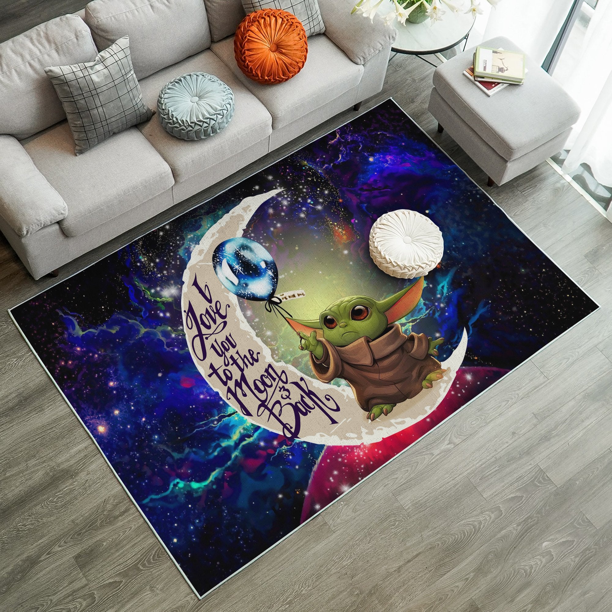 Baby Yoda Love You To The Moon Galaxy Carpet Rug Home Room Decor Nearkii