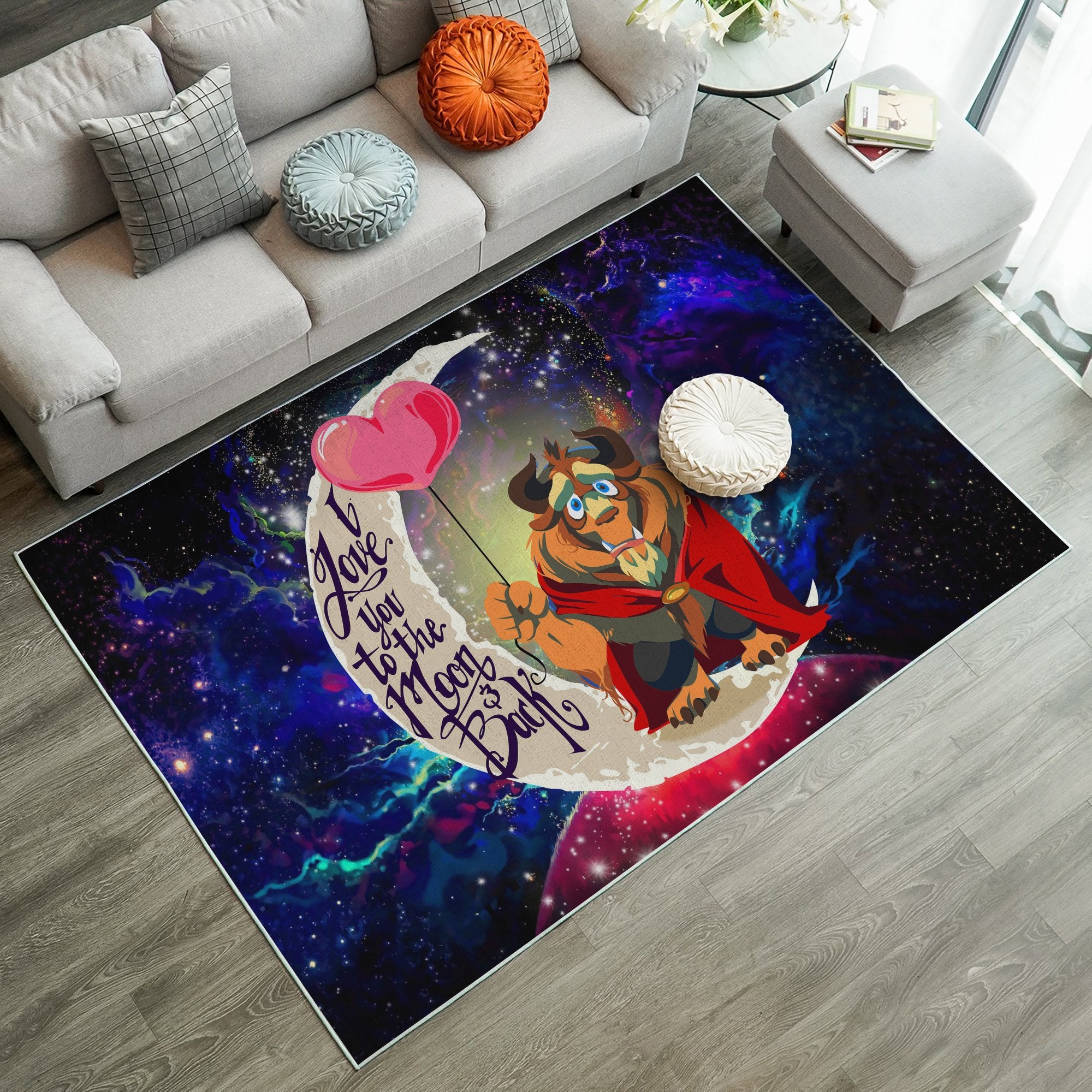Beauty And The Beast Love You To The Moon Galaxy Carpet Rug Home Room Decor Nearkii
