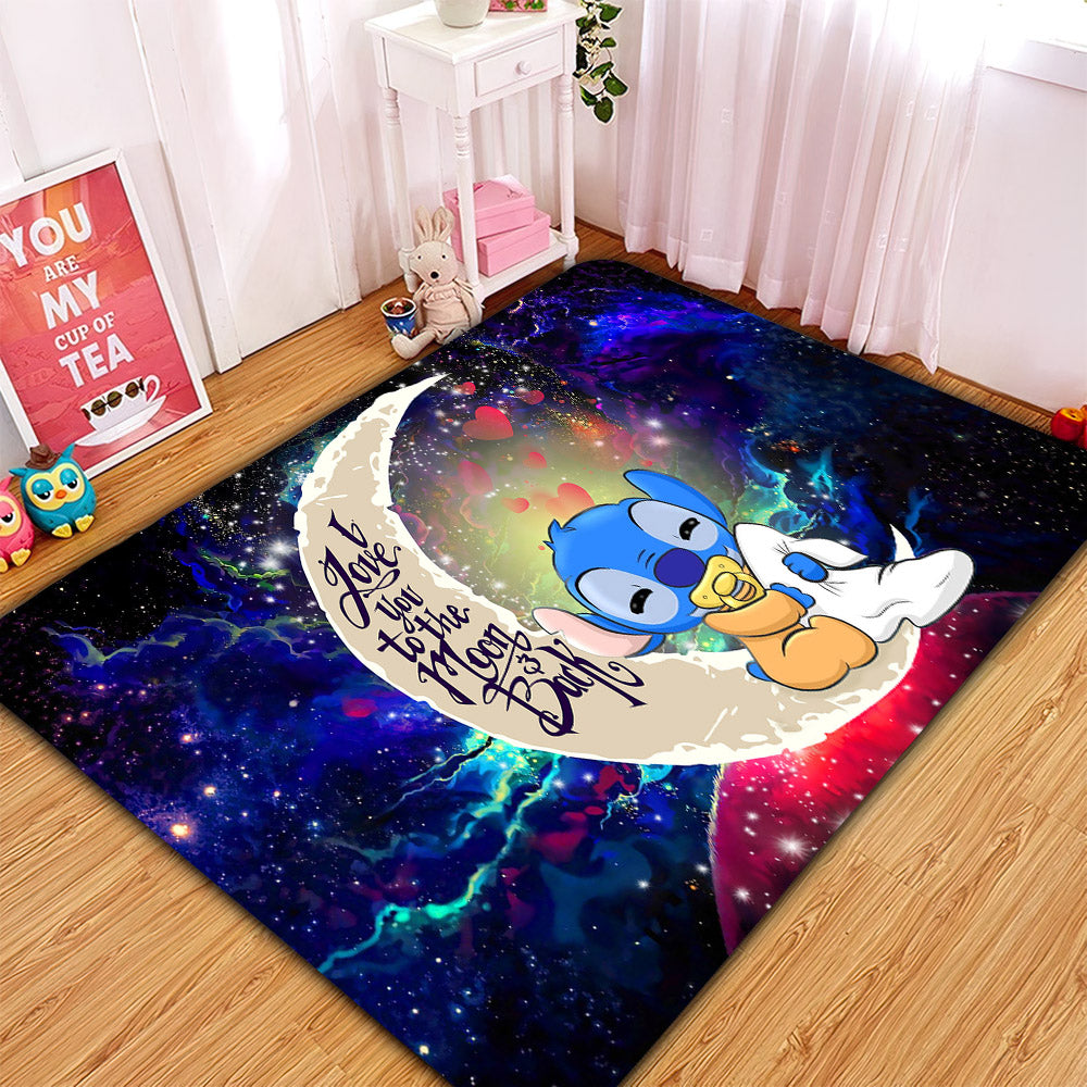 Cute Baby Stitch Sleep Love You To The Moon Galaxy Carpet Rug Home Room Decor Nearkii