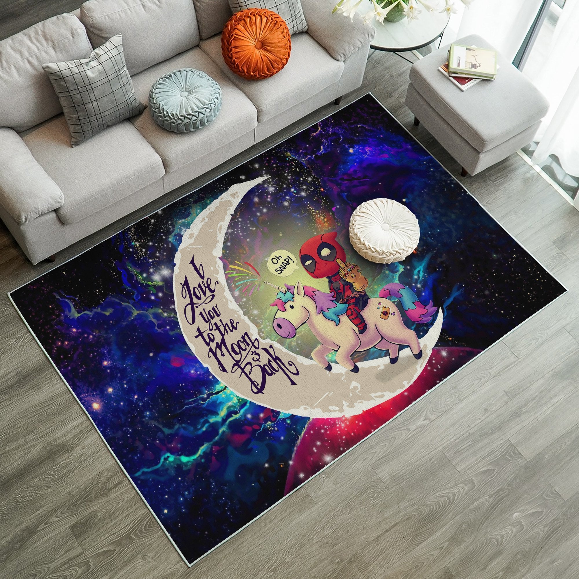 Deadpool Unicorn Love You To The Moon Galaxy Carpet Rug Home Room Decor Nearkii