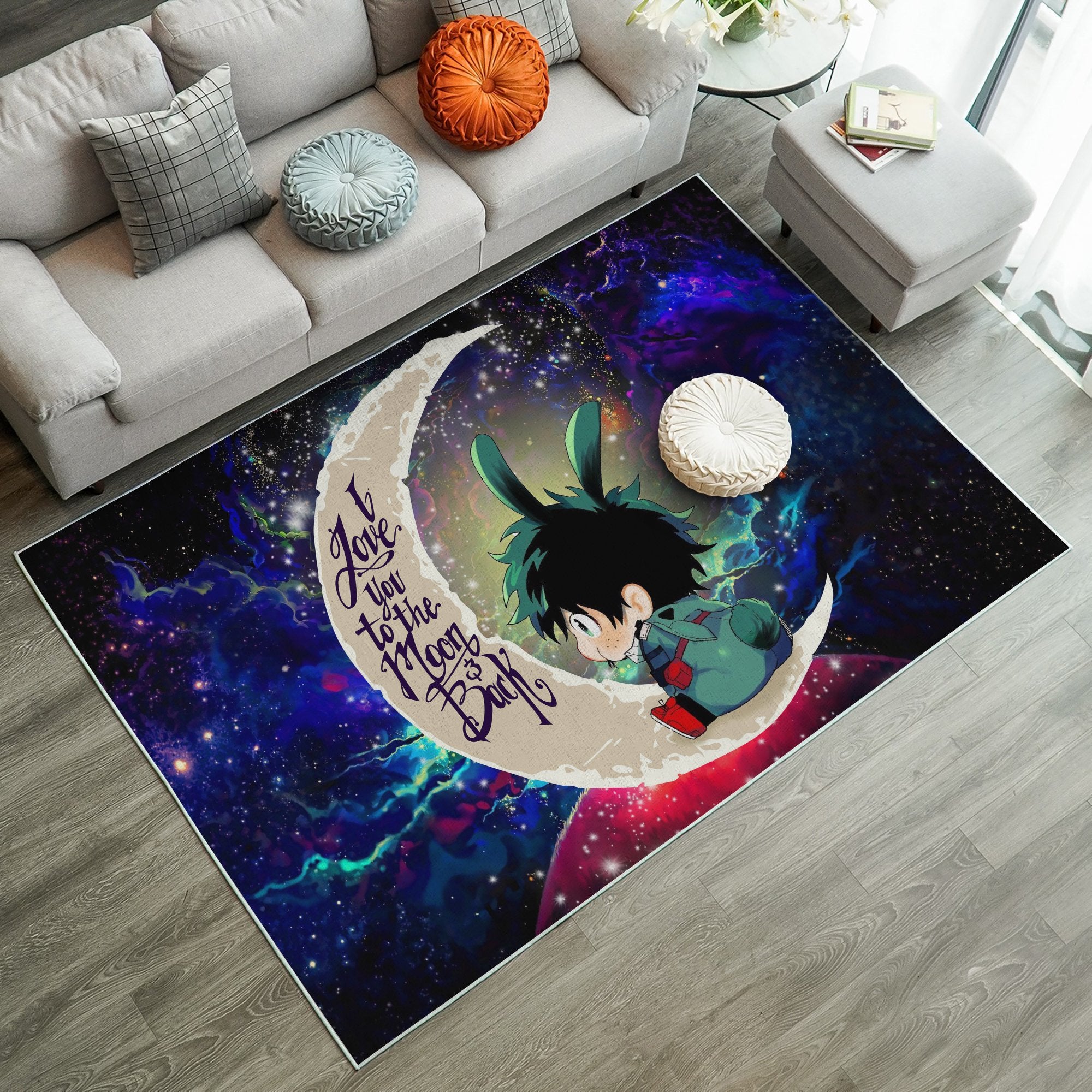Deku My Hero Academia AnimeLove You To The Moon Galaxy Carpet Rug Home Room Decor Nearkii