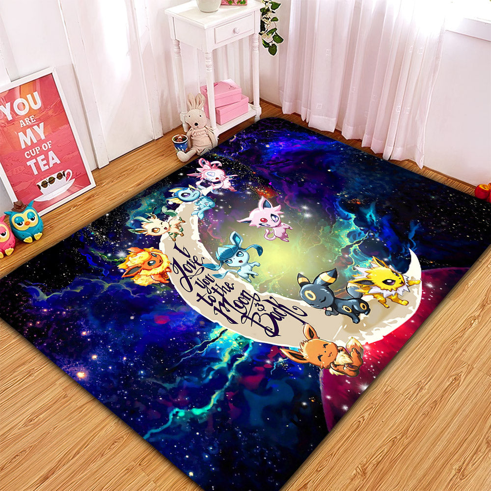 Eevee Evolution Pokemon Love You To The Moon Galaxy Carpet Rug Home Room Decor Nearkii