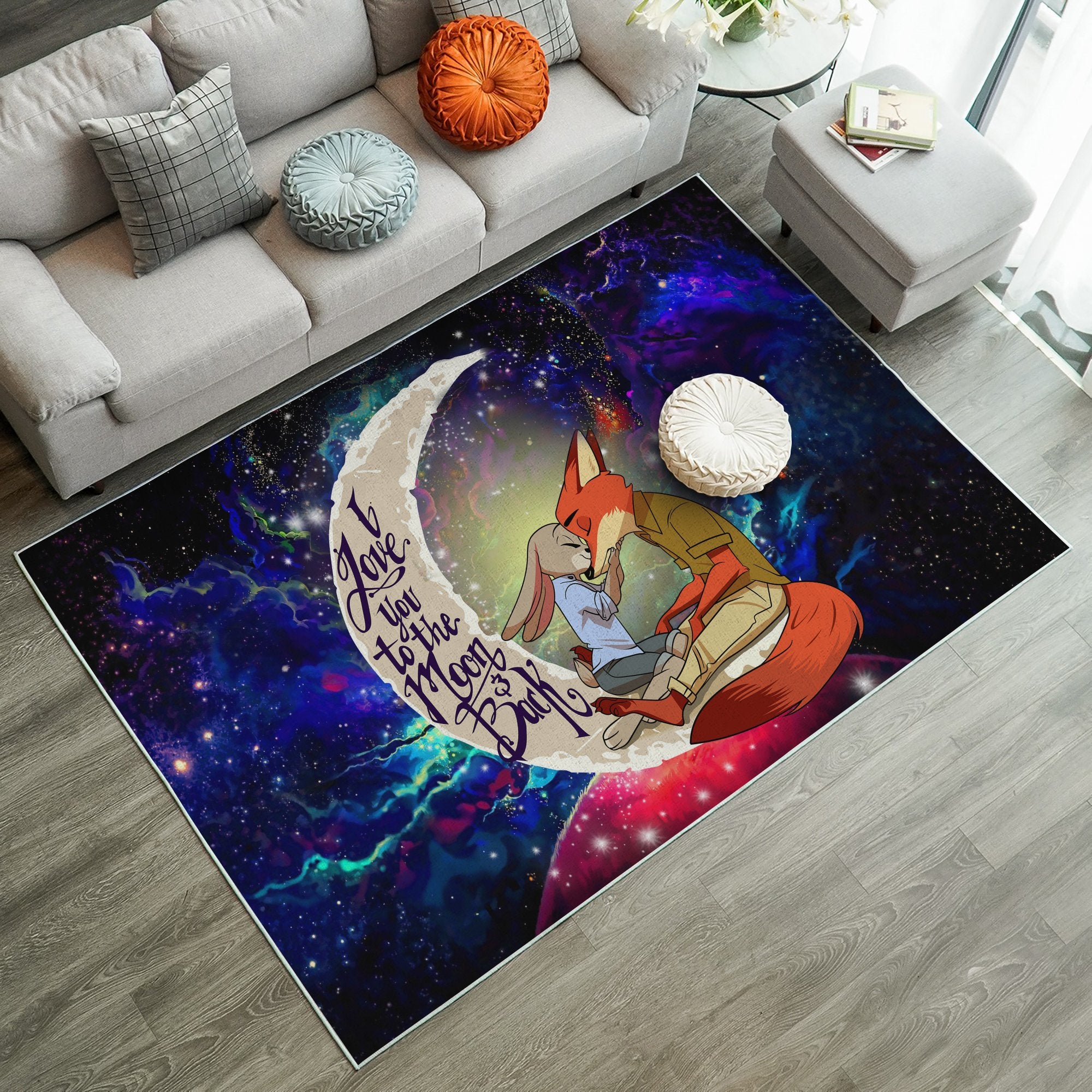 Fox Couple Zootopia Love You To The Moon Galaxy Carpet Rug Home Room Decor Nearkii