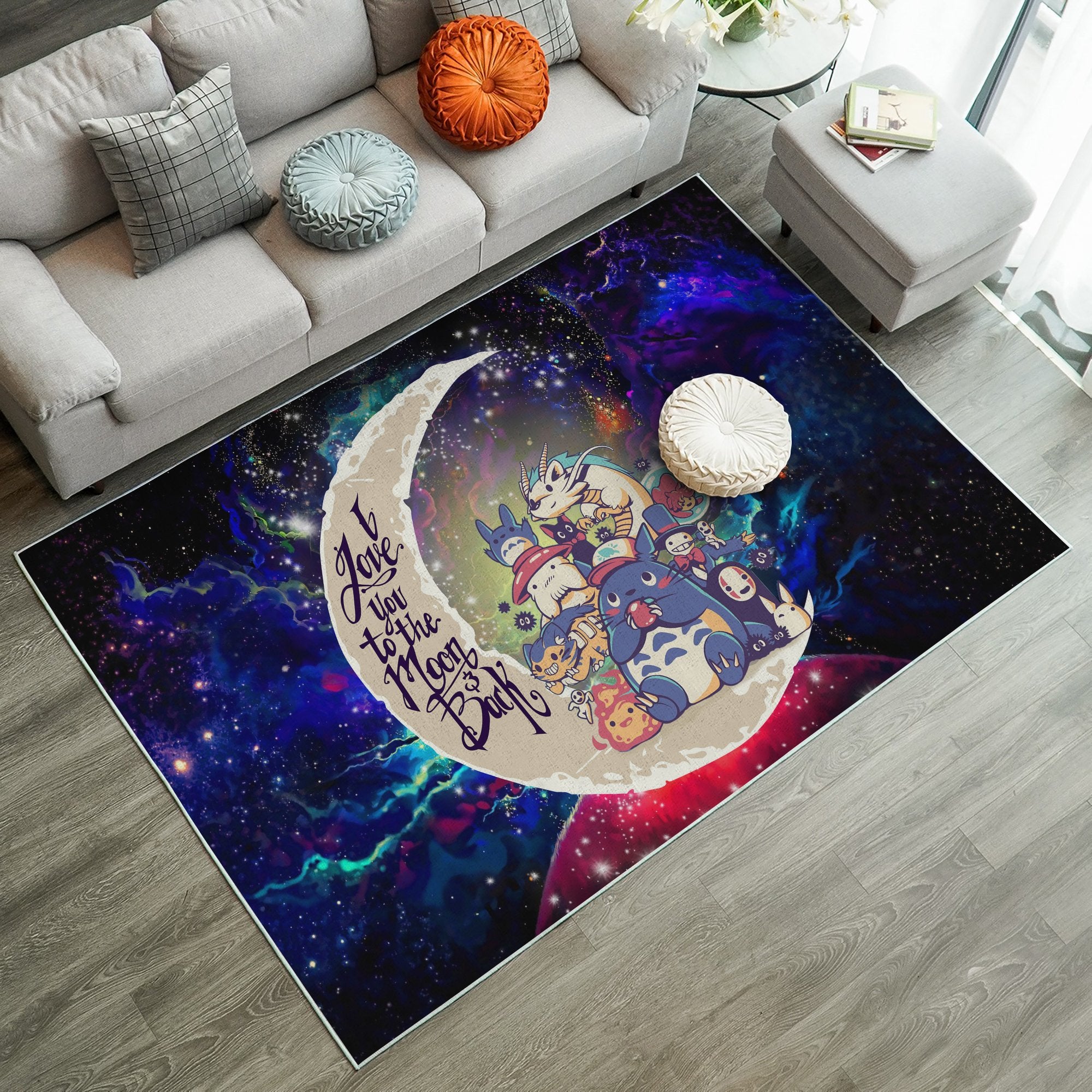 Ghibli Character Love You To The Moon Galaxy Carpet Rug Home Room Decor Nearkii