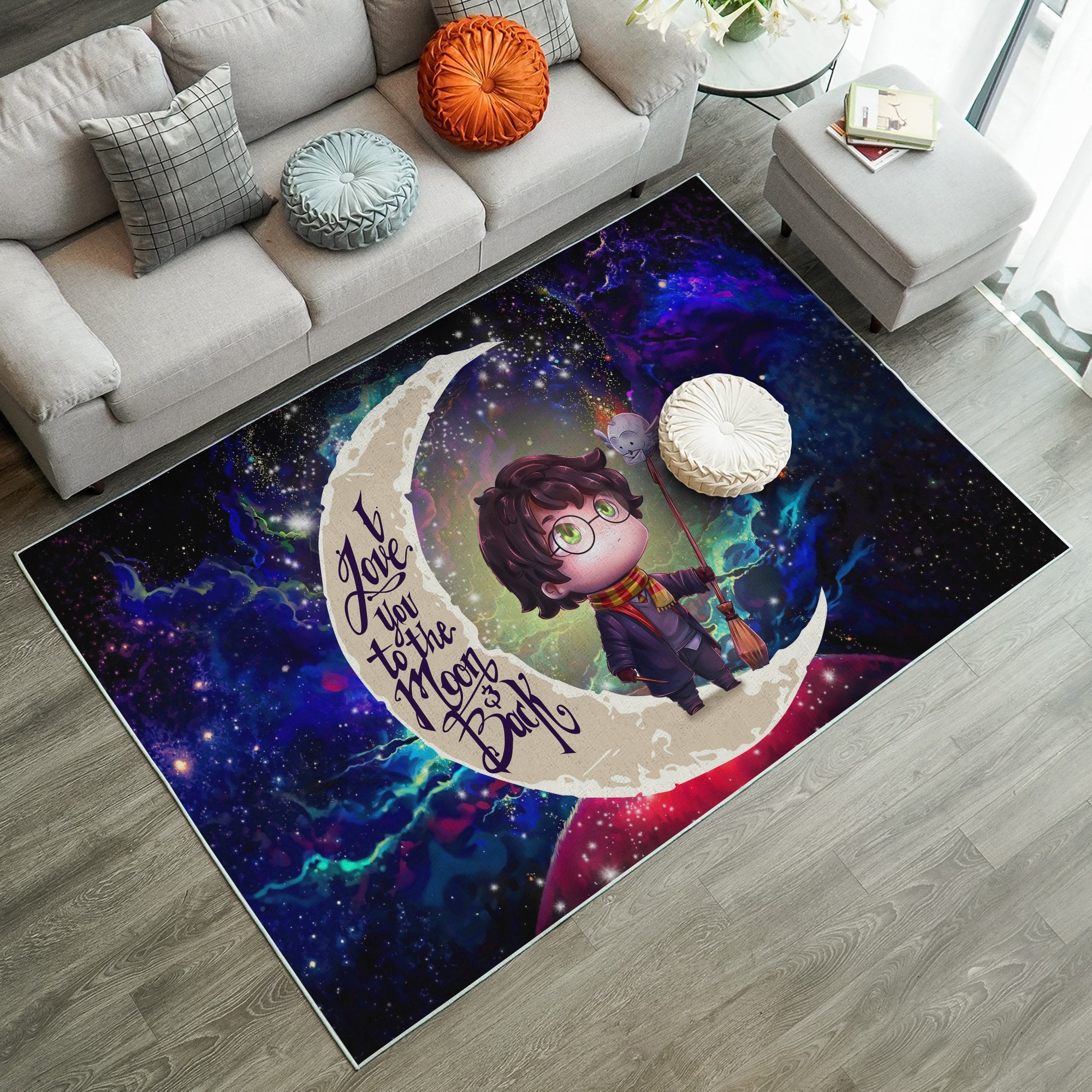 Harry Potter Chibi Love You To The Moon Galaxy Carpet Rug Home Room Decor Nearkii