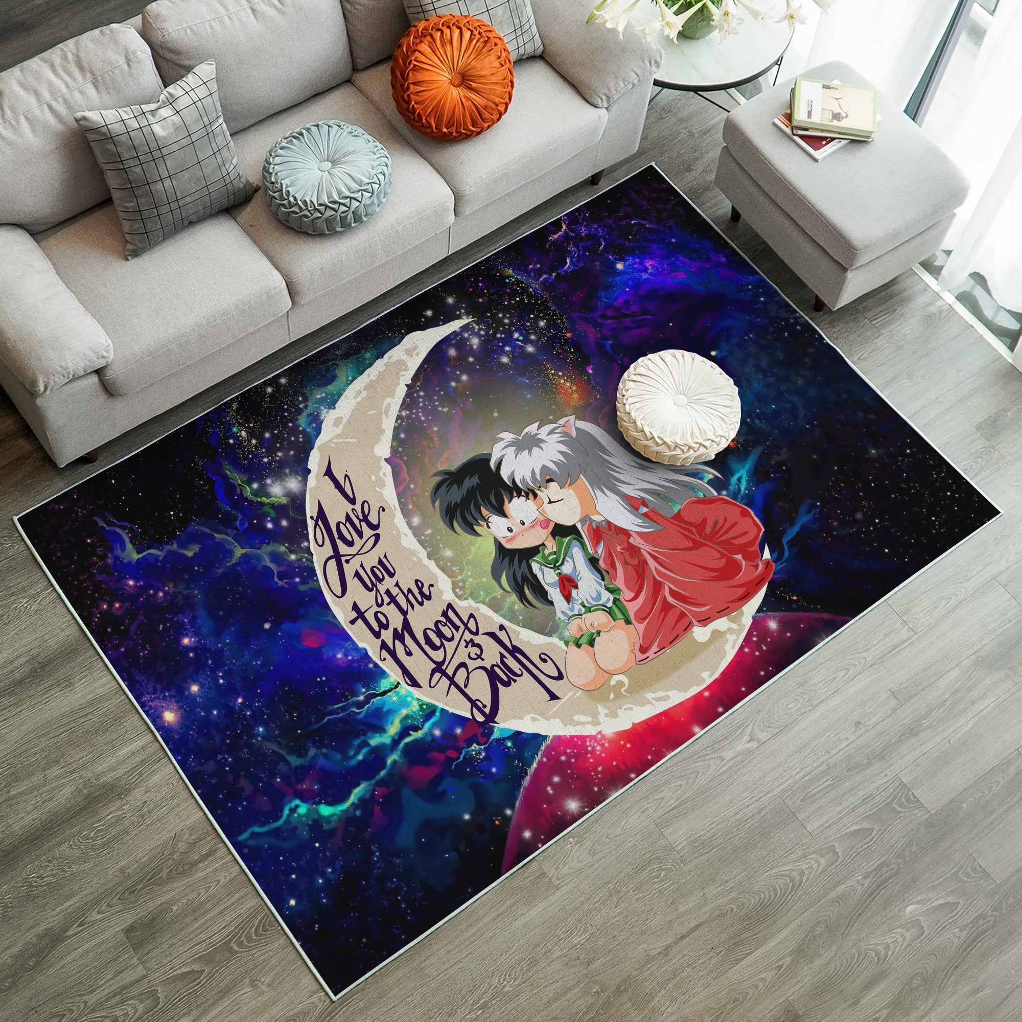 Inuyasha Love You To The Moon Galaxy Carpet Rug Home Room Decor Nearkii