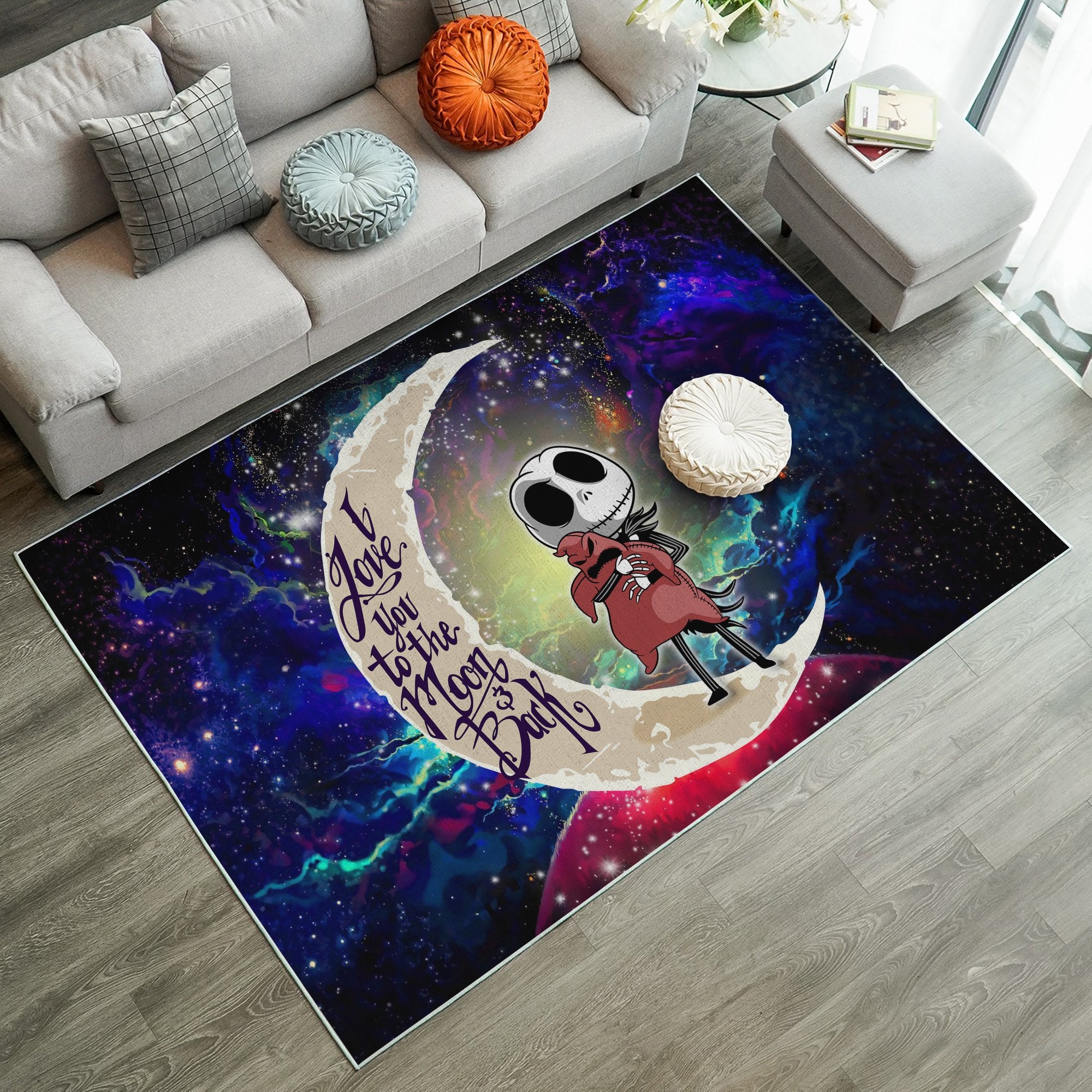 Jack Skellington Nightmare Before Christmas Love You To The Moon Galaxy Carpet Rug Home Room Decor Nearkii