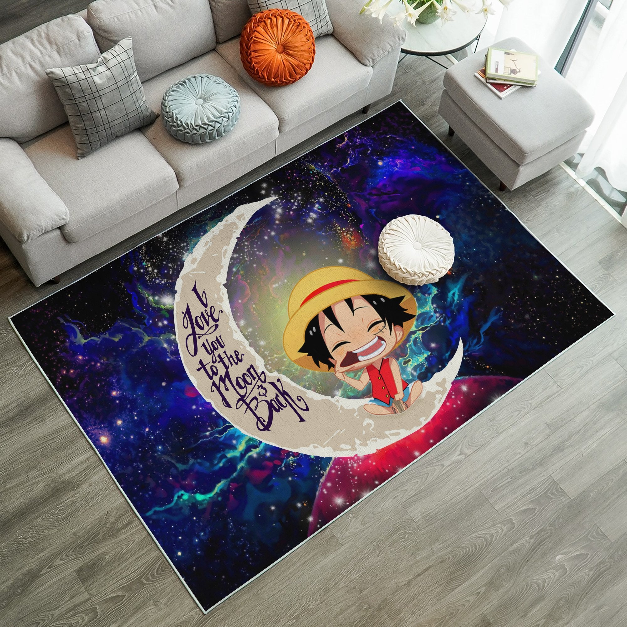 Luffy One Piece Love You To The Moon Galaxy Carpet Rug Home Room Decor Nearkii