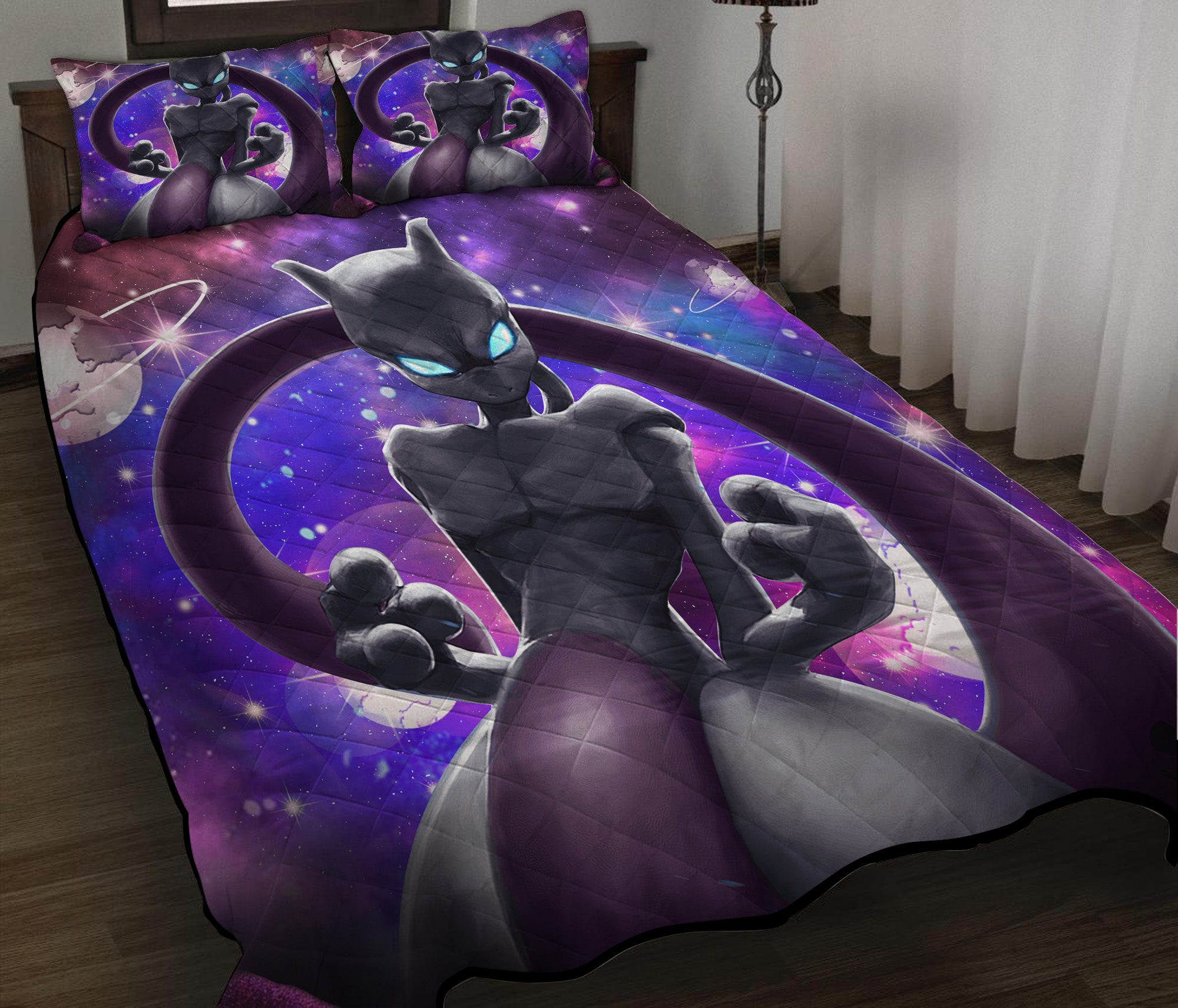 Mewtwo Galaxy Pokemon Quilt Bed Sets Nearkii