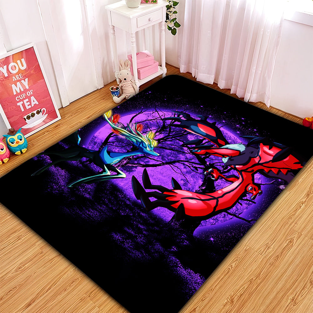 Pokemon X&Y Yveltal and Xerneas Moonlight Area Carpet Rug Home Decor Bedroom Living Room Decor Nearkii