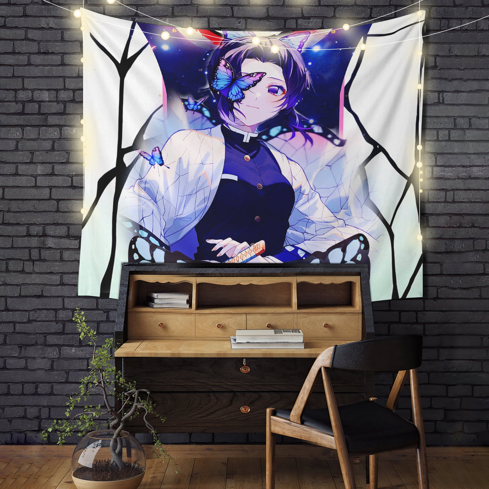 Shinobu Sky Demon Slayer Butterfly Tapestry Room Decor Nearkii