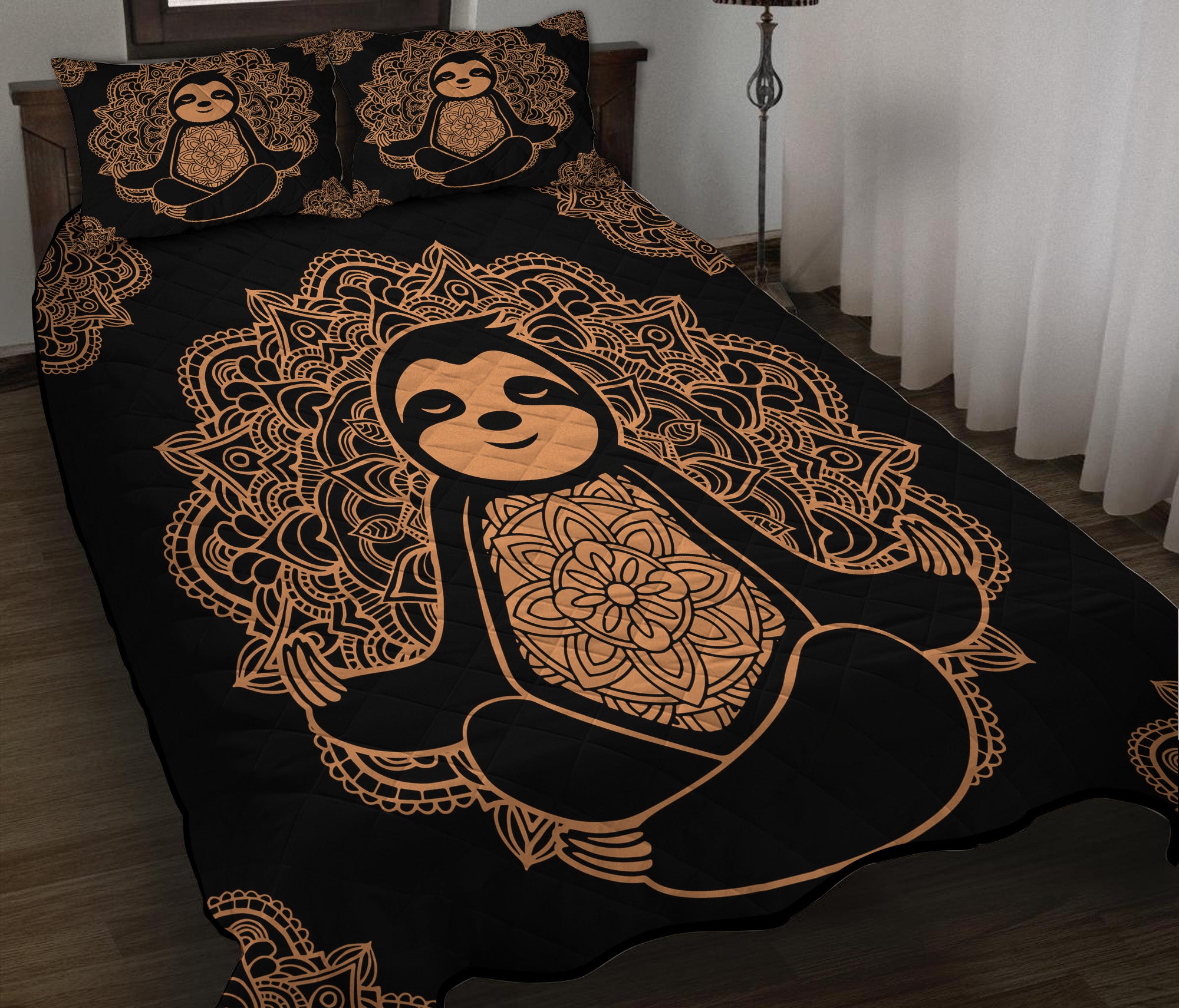 Sloth Mandala Yoga Quilt Bed Sets Nearkii